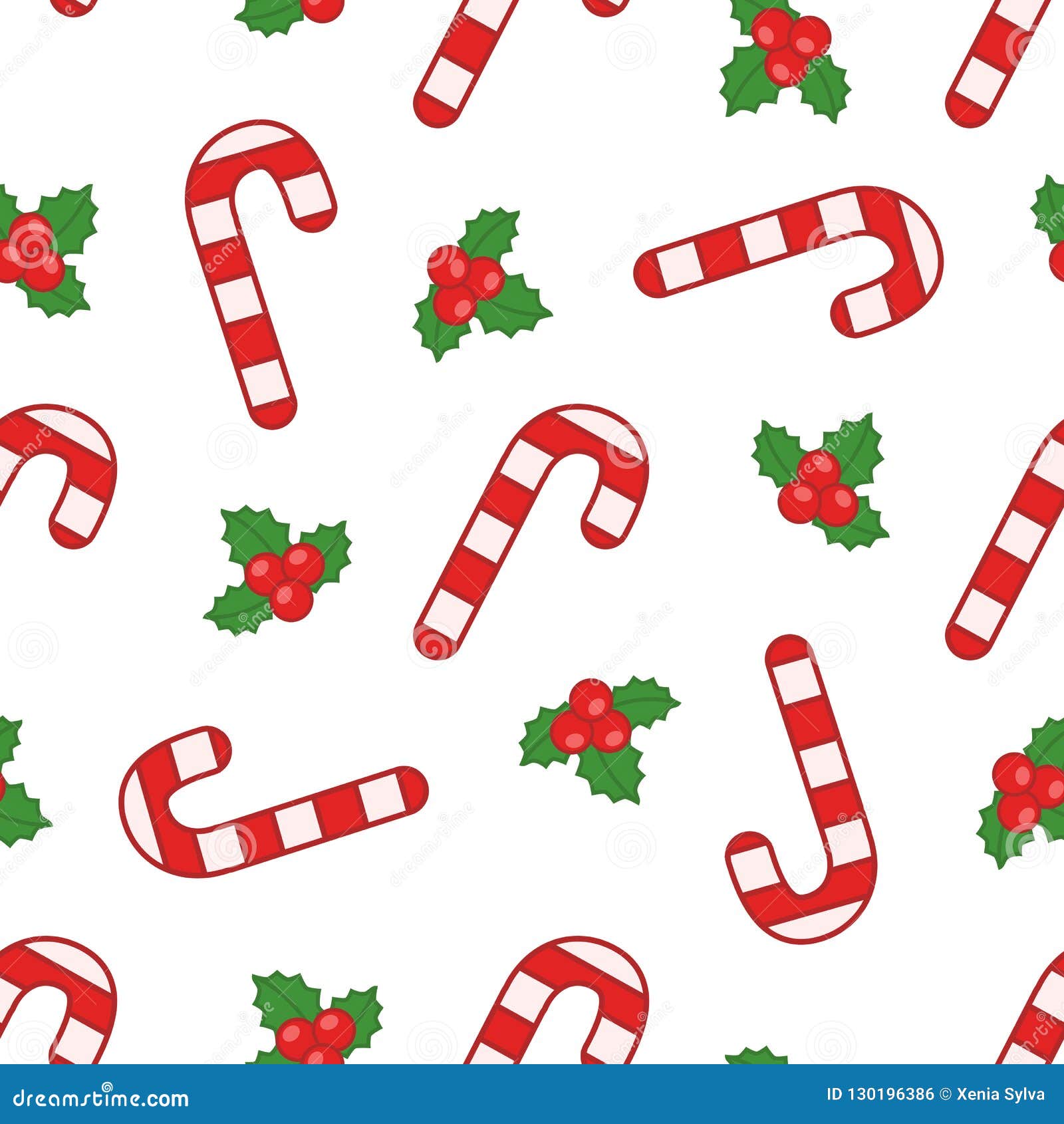  seamless pattern with christmas candies and berries on white background.