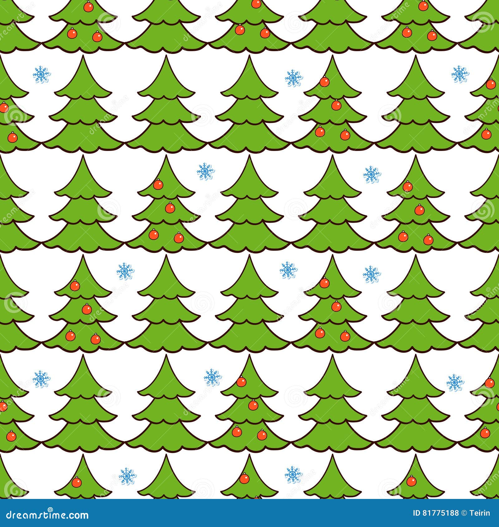 Vector Seamless Pattern of Christmas Tree Stock Vector - Illustration ...