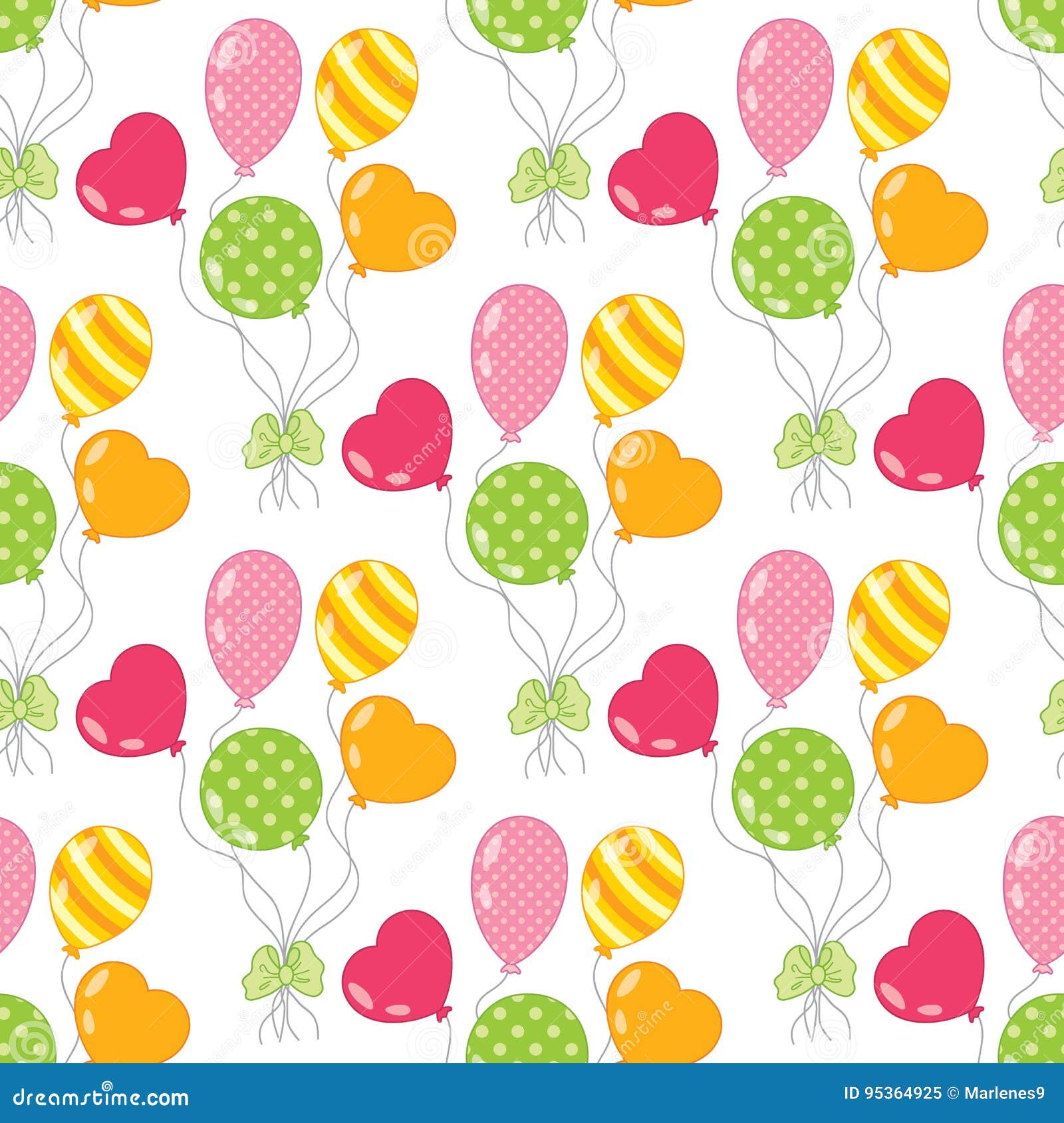 Vector Seamless Pattern with Colorful Balloons. Balloons Seamless