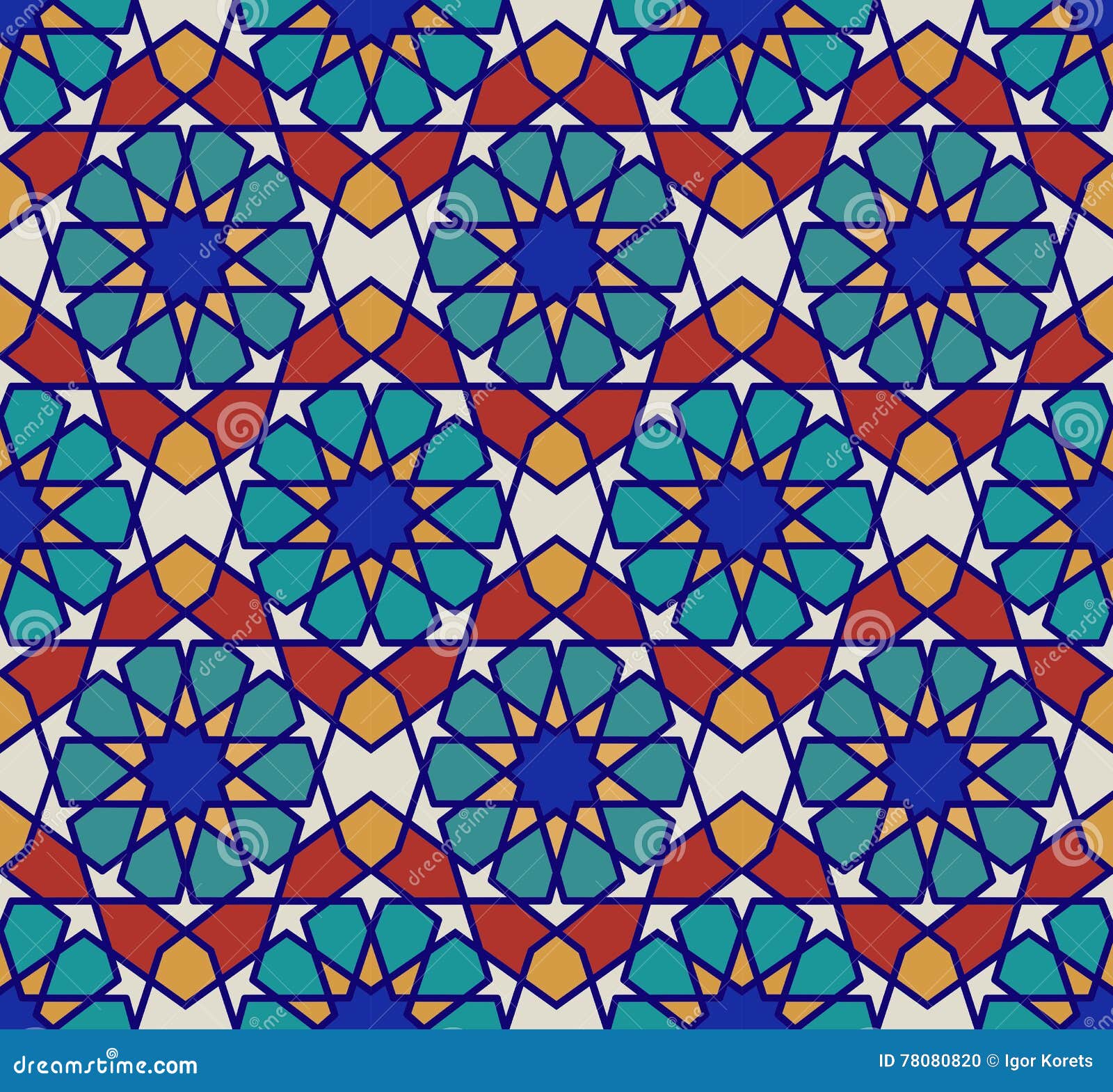 Vector Seamless Pattern. Colorful Ethnic Ornament. Arabesque Style