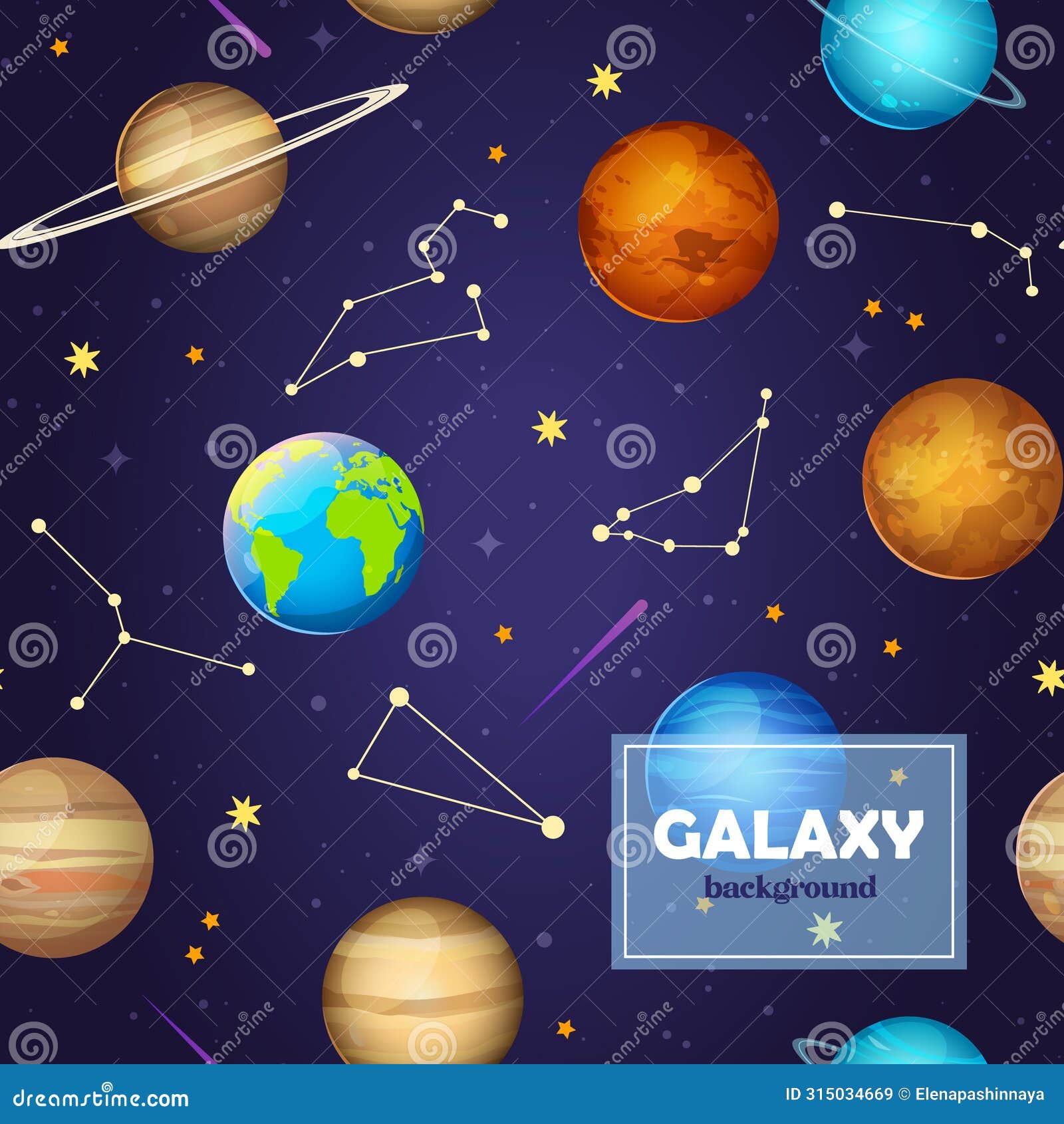 galaxy space pattern with constellations and planets