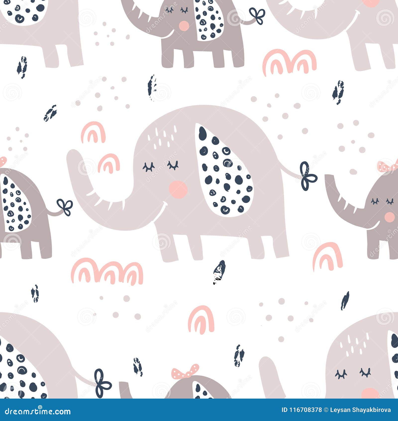 Elephants family pattern stock vector. Illustration of cheerful - 116708378