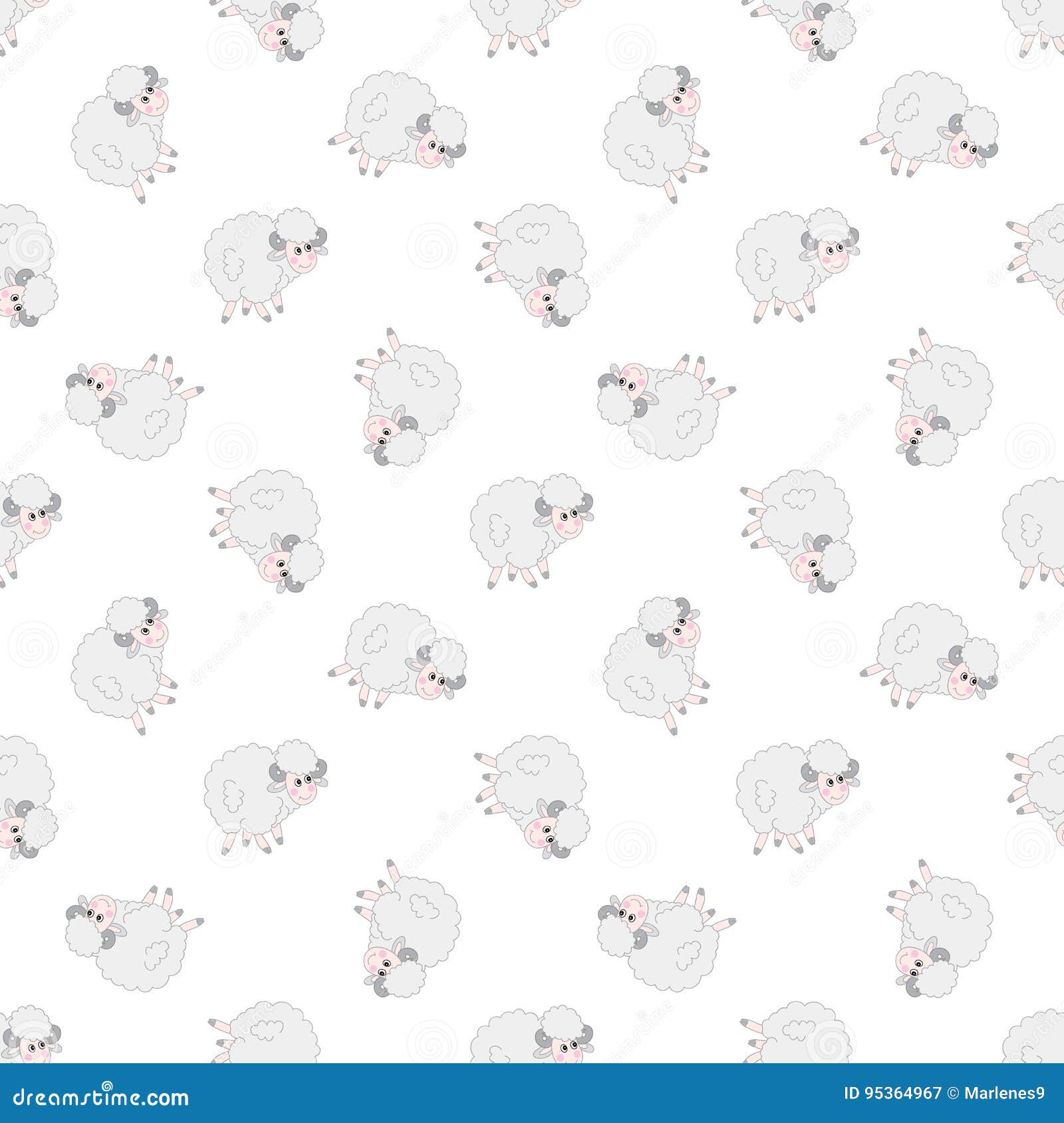 Vector Seamless Pattern With Cute  Sheep  Vector Lamb 