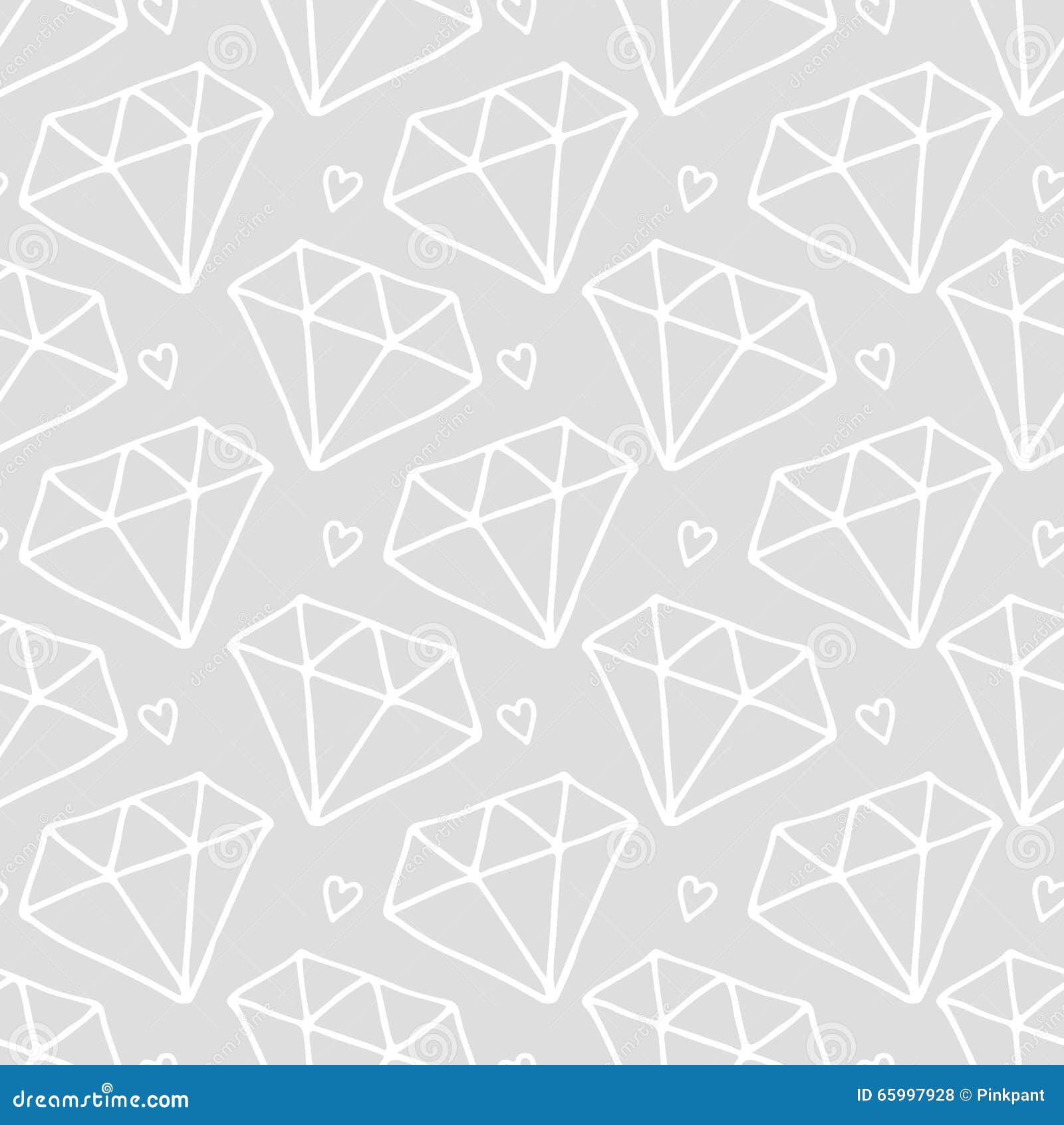 Vector Seamless Pattern. Diamond in Doodle Style. Hand Drawing. Stock