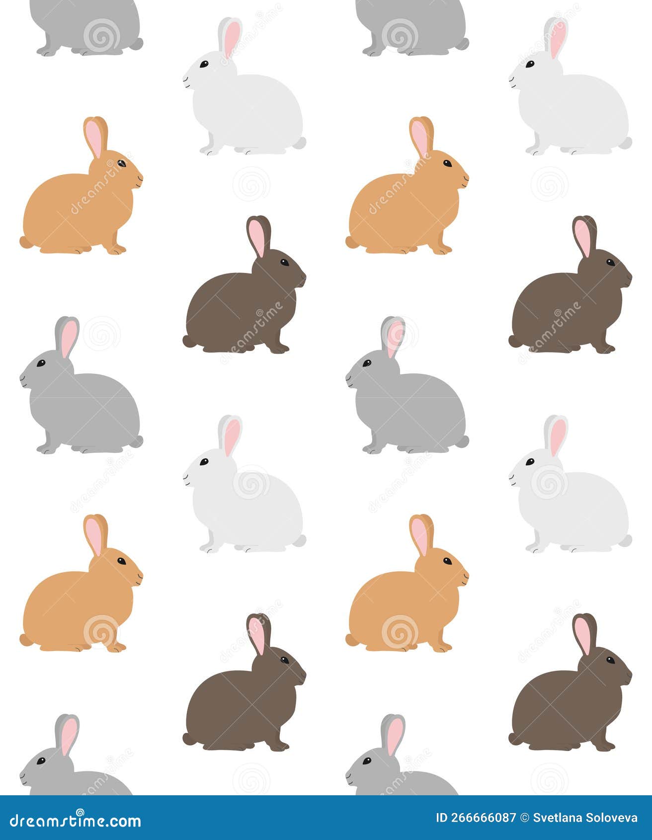 Vector Seamless Pattern of Different Bunny Rabbit Stock Vector
