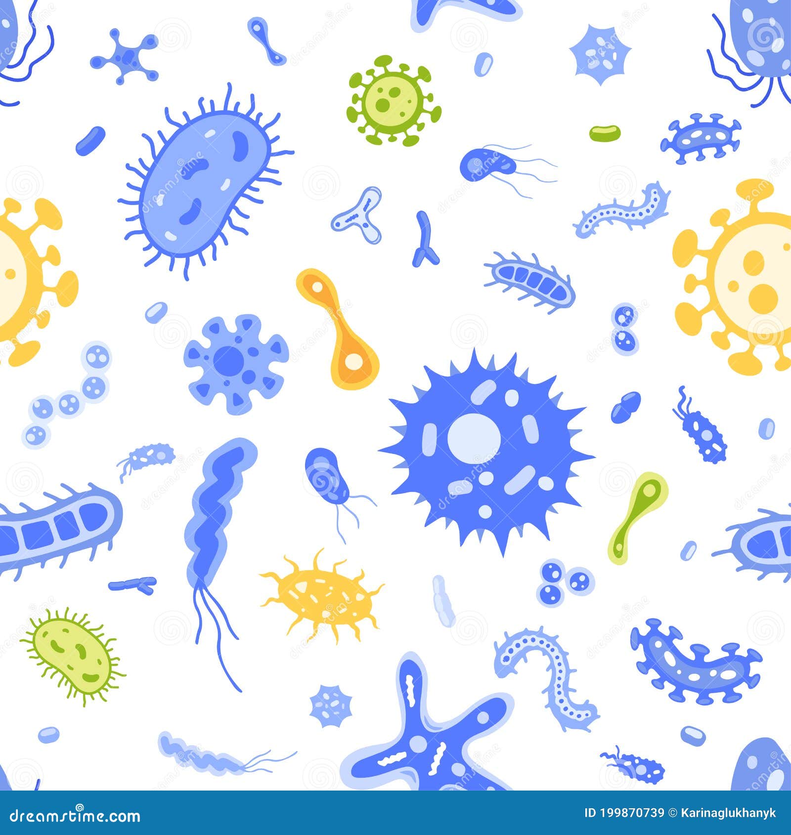 Vector Seamless Pattern: Flat Virus and Microbe Illustrations ...
