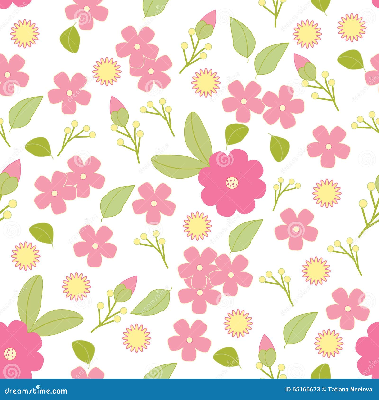 Vector Seamless Pattern Flowers And Leaves Isolated Seamless Floral Pattern Vector Illustration Floral Background Stock Vector Illustration Of Background Hand 65166673