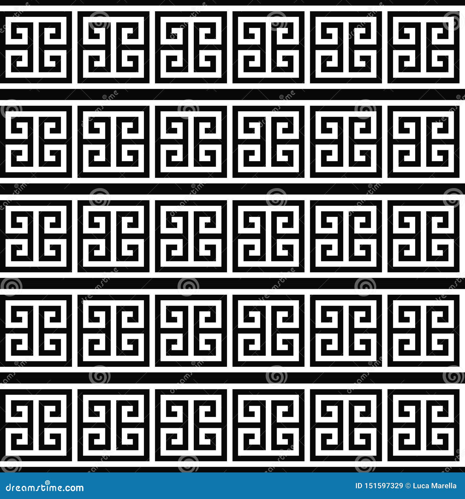 Vector Seamless Pattern of Greek Styles Decorated Squares Motif Stock