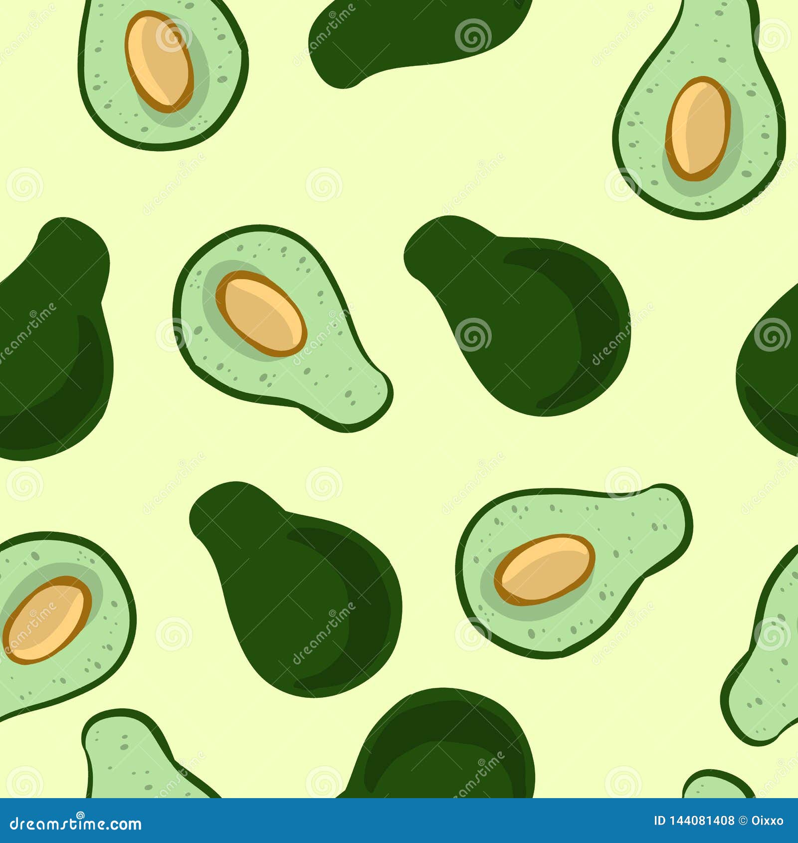 Vector Seamless Pattern with Hand Drawn Doodle Avocado Stock Vector ...