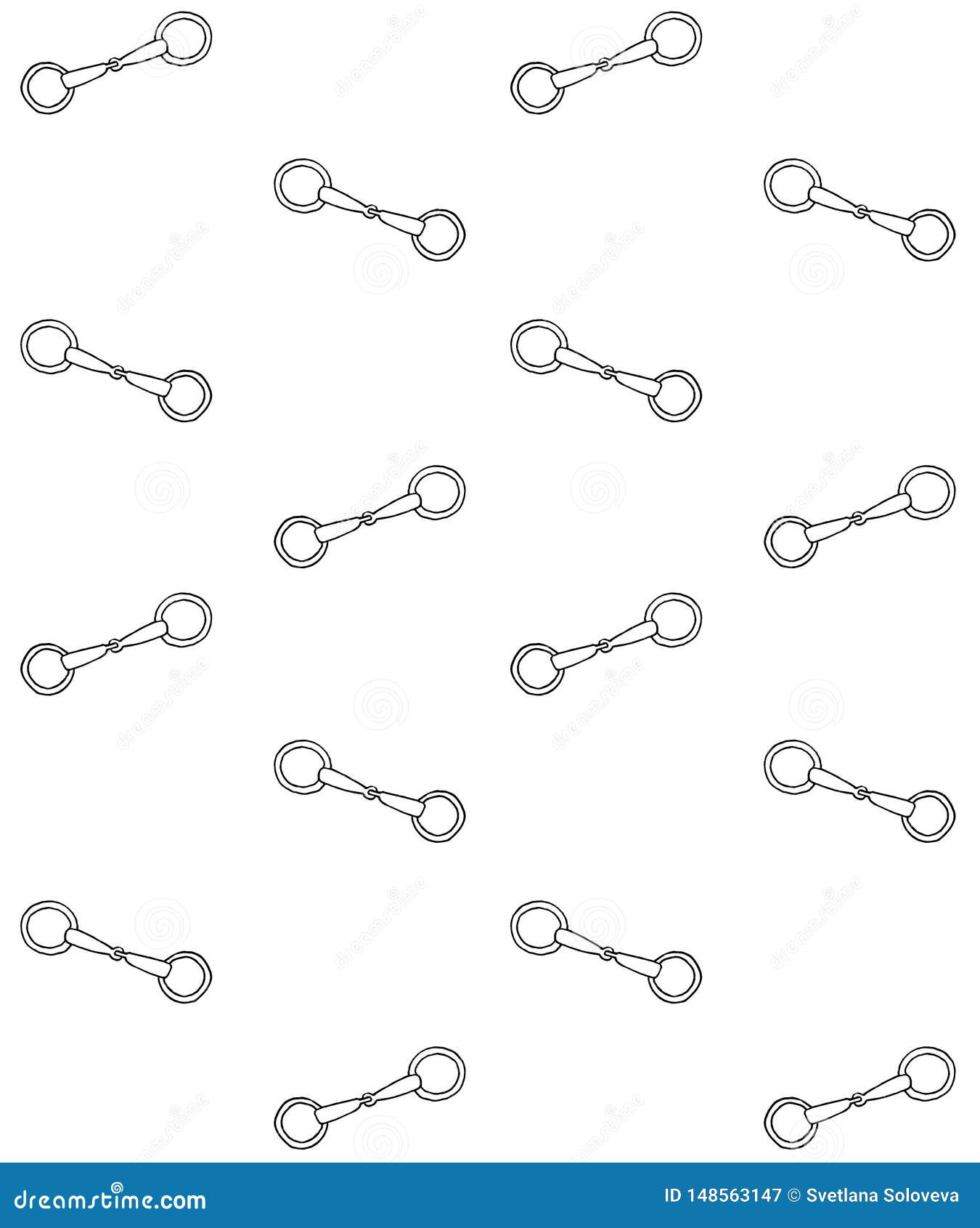 Vector Seamless Pattern of Hand Drawn Horse Bit Stock Vector