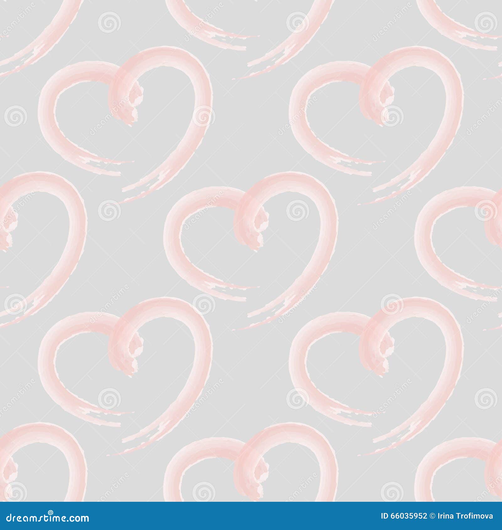 Vector Seamless Pattern of Light Pink Hearts on Grey Background. Stock Vector Illustration of