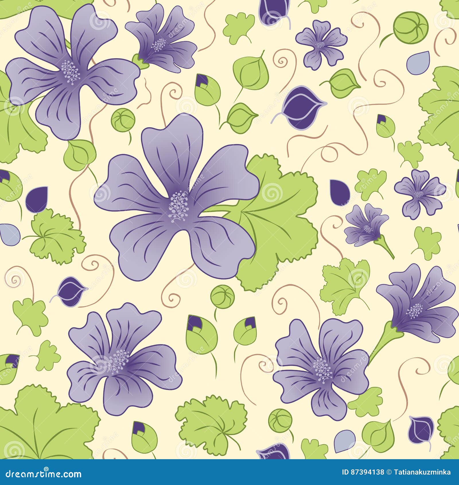 Vector Seamless Pattern With Mallow Blue Hand Drawn Flowers And Leaves Stock Vector Illustration Of Nature Buds Vector Seamless Pattern With Mallow Blue Hand Drawn Flowers And Leaves Stock Vector Illustration Of Nature Buds