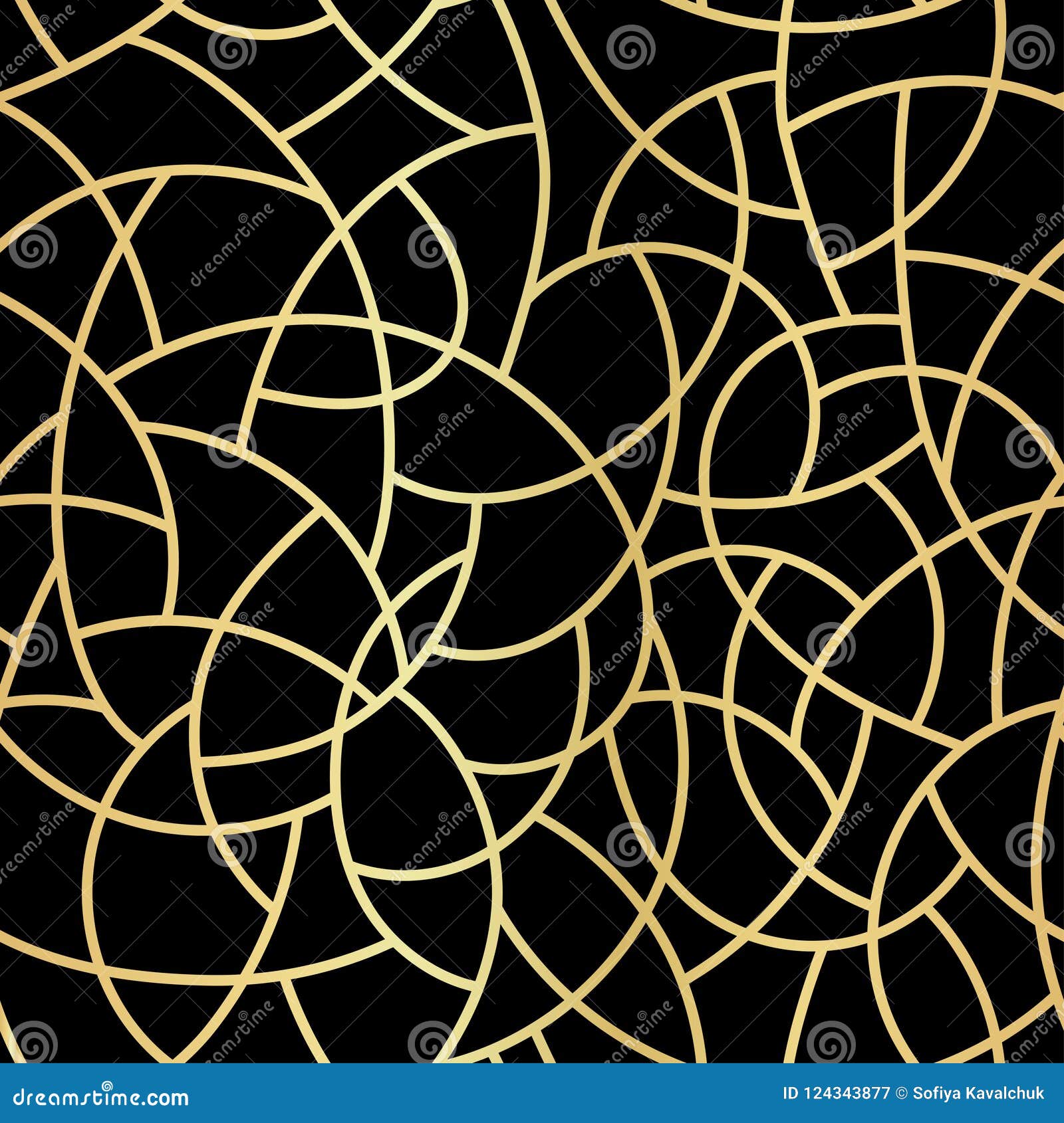 Vector Seamless Black and Gold Pattern. Abstract Geometric Background