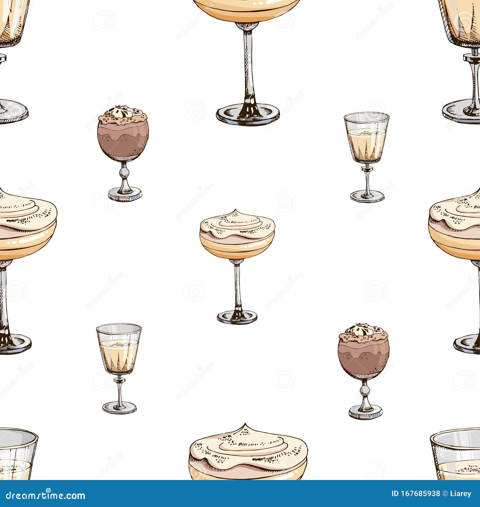 Vector Seamless Pattern With New Year Drinks Isolated On White Christmas Print With Beverages Endless Texture Eggnog Stock Vector Illustration Of Alcohol Cacao 167685938