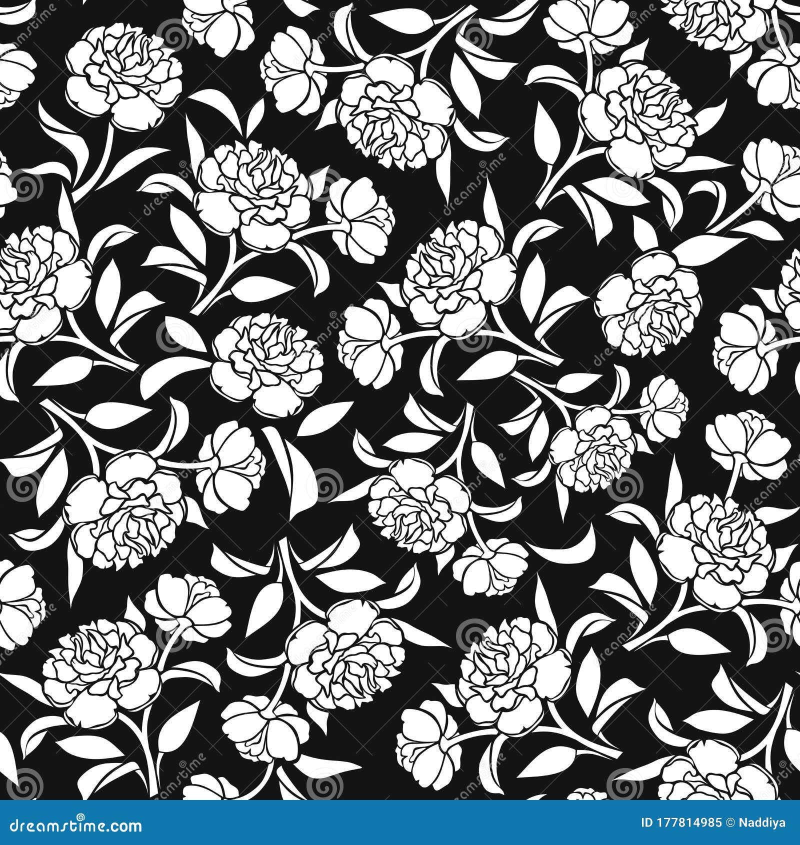 Seamless Pattern with Peony Flowers. Vector Illustration. Stock Vector ...