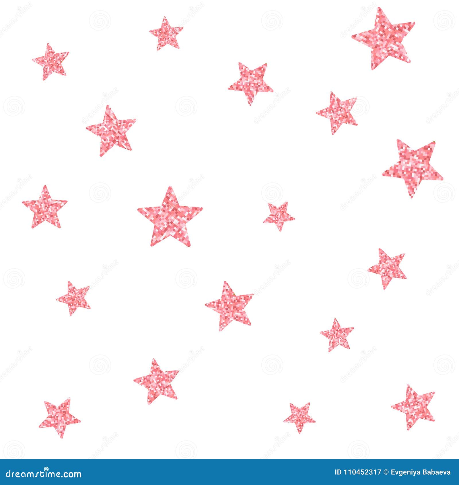 Vector Seamless Pattern with Pink Glitter Textured Stars Stock Vector