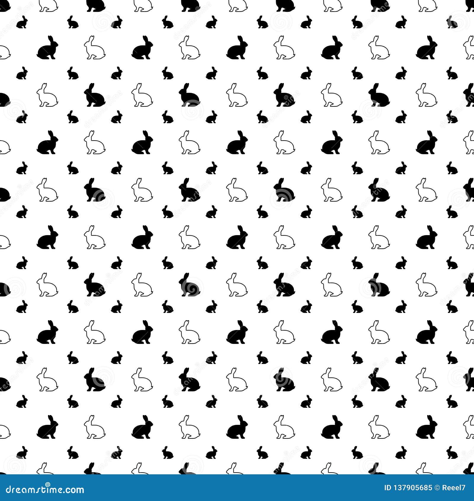 Vector Seamless Pattern Rabbit Icons Texture Black And White Background Monochrome Design Stock Vector Illustration Of Modern Backdrop