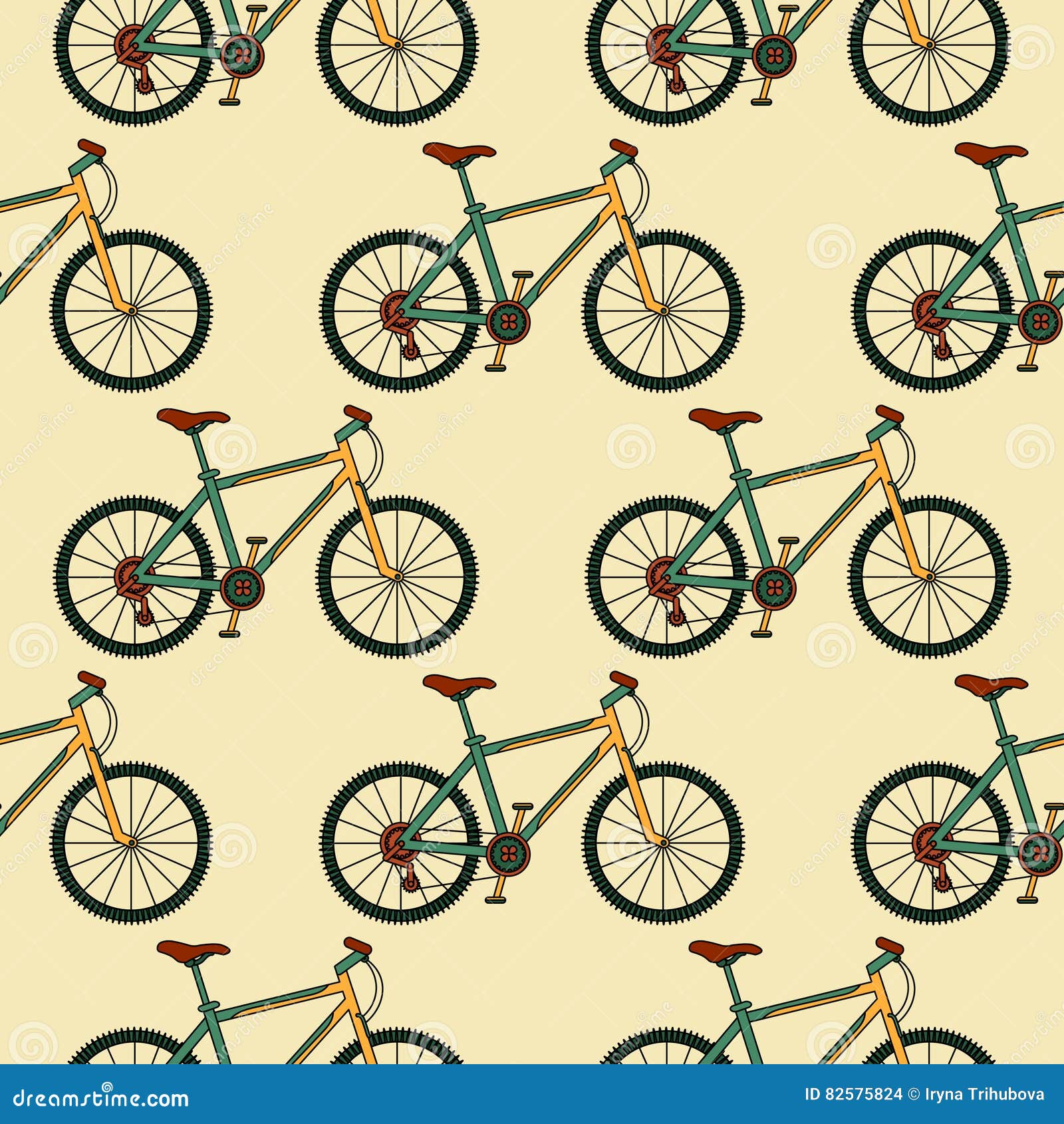 Vector Seamless Pattern with Racing Bikes. Stock Vector - Illustration ...