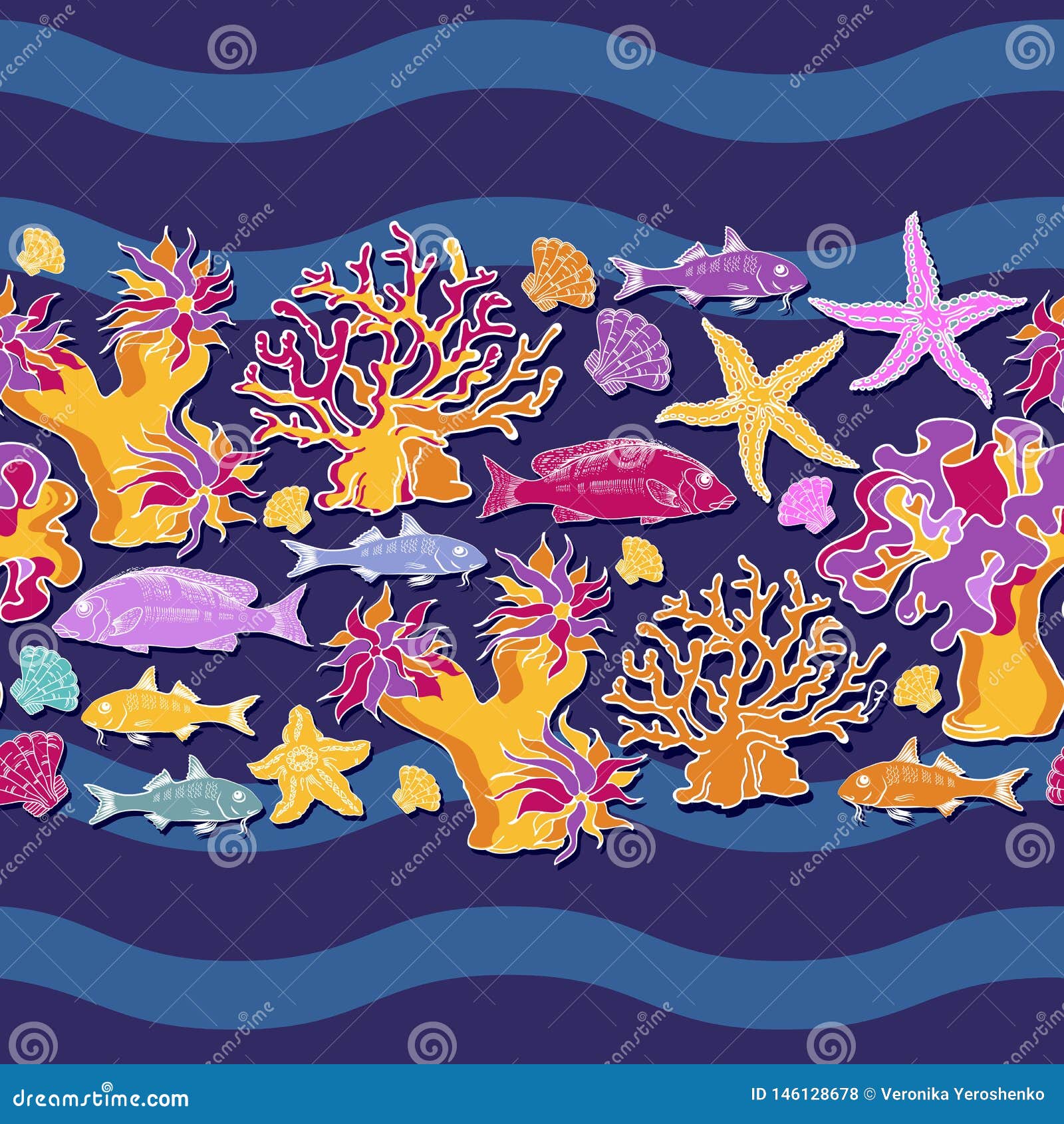  seamless pattern of sea bottom. marine-themed .