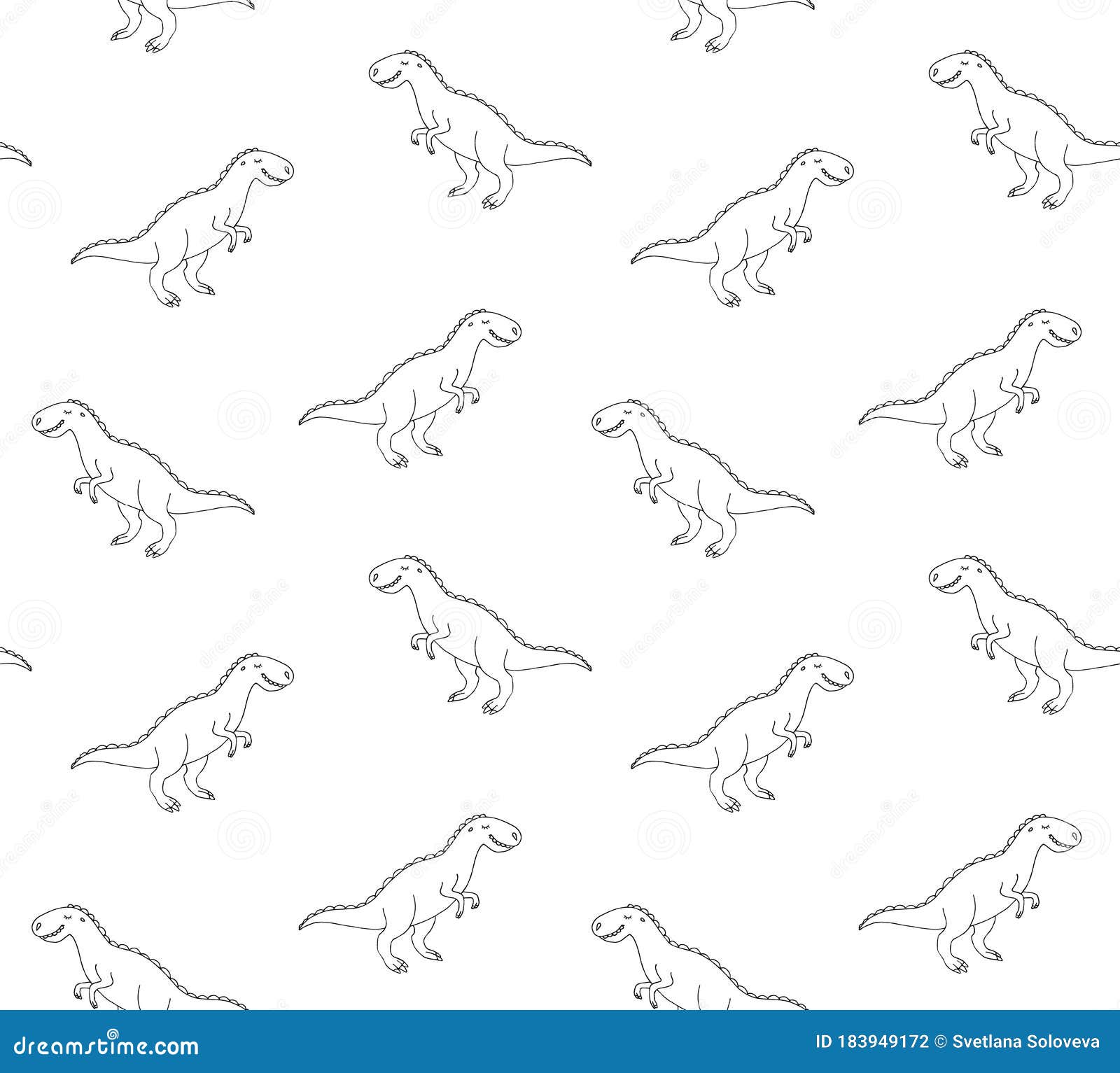 Vector Seamless Pattern of Sketch Tyrannosaur Rex Stock Illustration ...