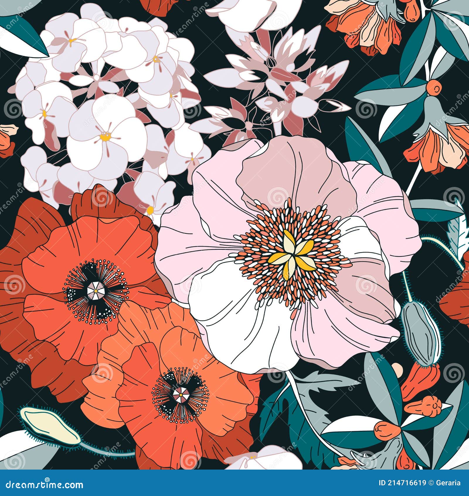 Wrapping Paper Design Vector Design Images, Flowers Seamless