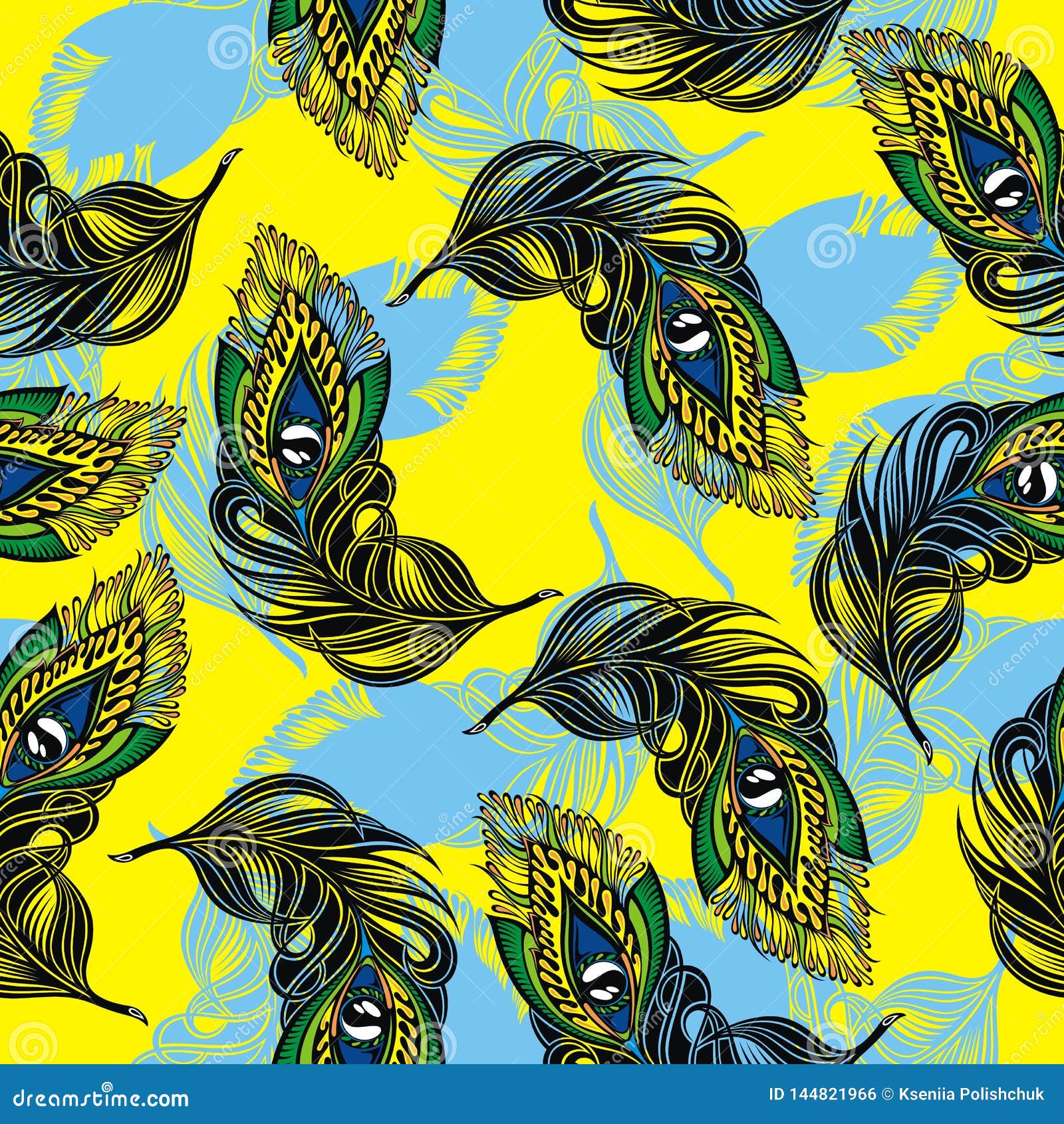 Download Vector Seamless Pattern With Stylized Peacock Feather ...
