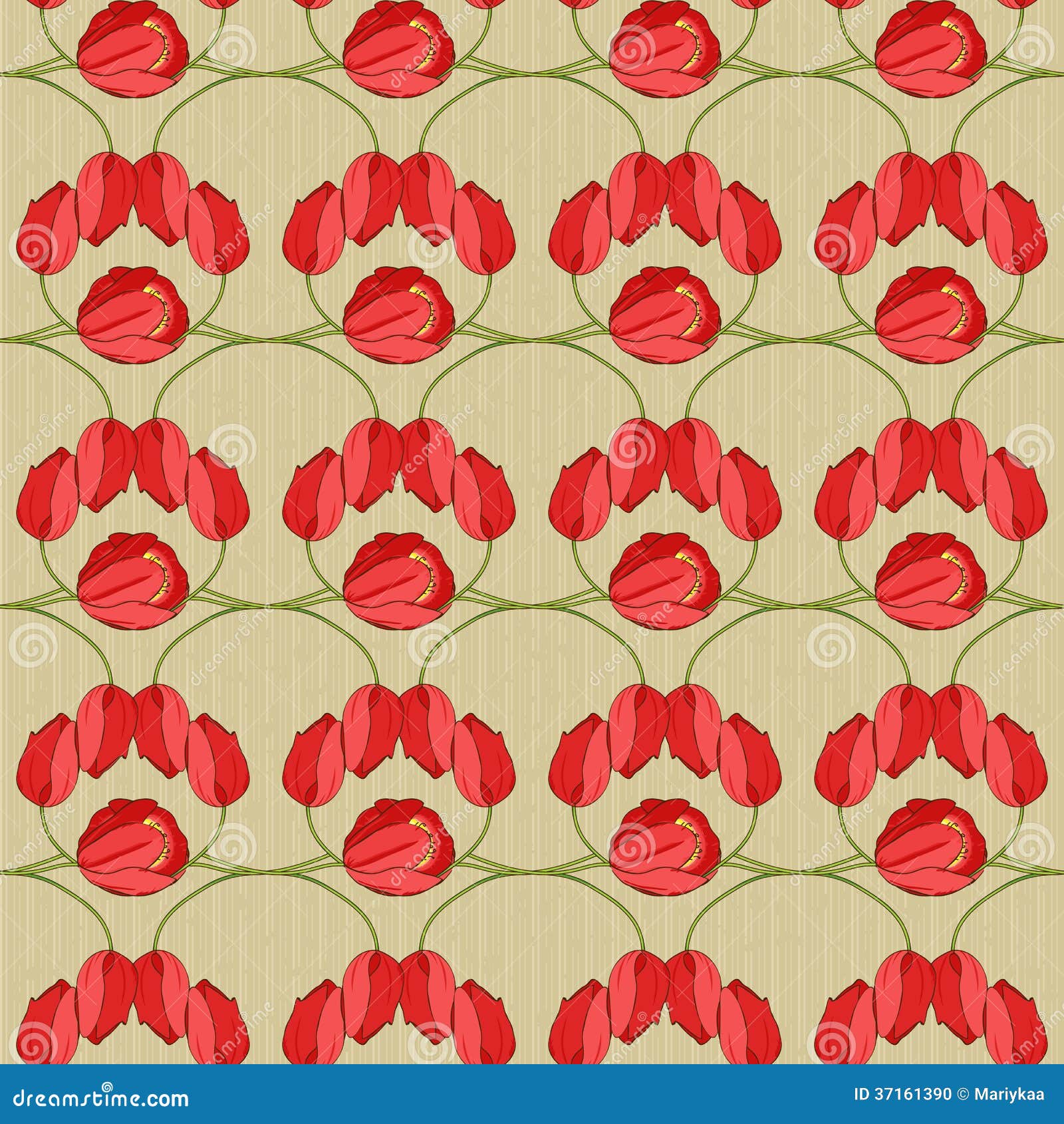 Vector seamless pattern with tulips. Seamless vector pattern with red tulips