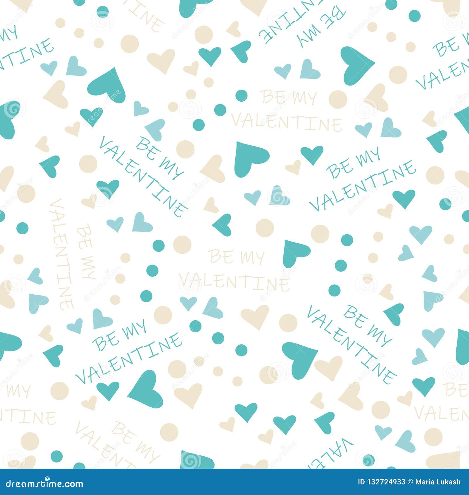 Vector Seamless Pattern. Valentine`s Day Ornament with Hearts. Stock
