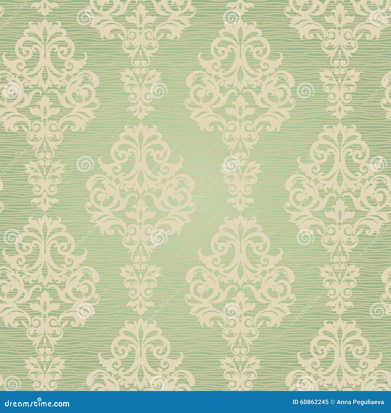 Vector Seamless Pattern in Victorian Style. Stock Illustration