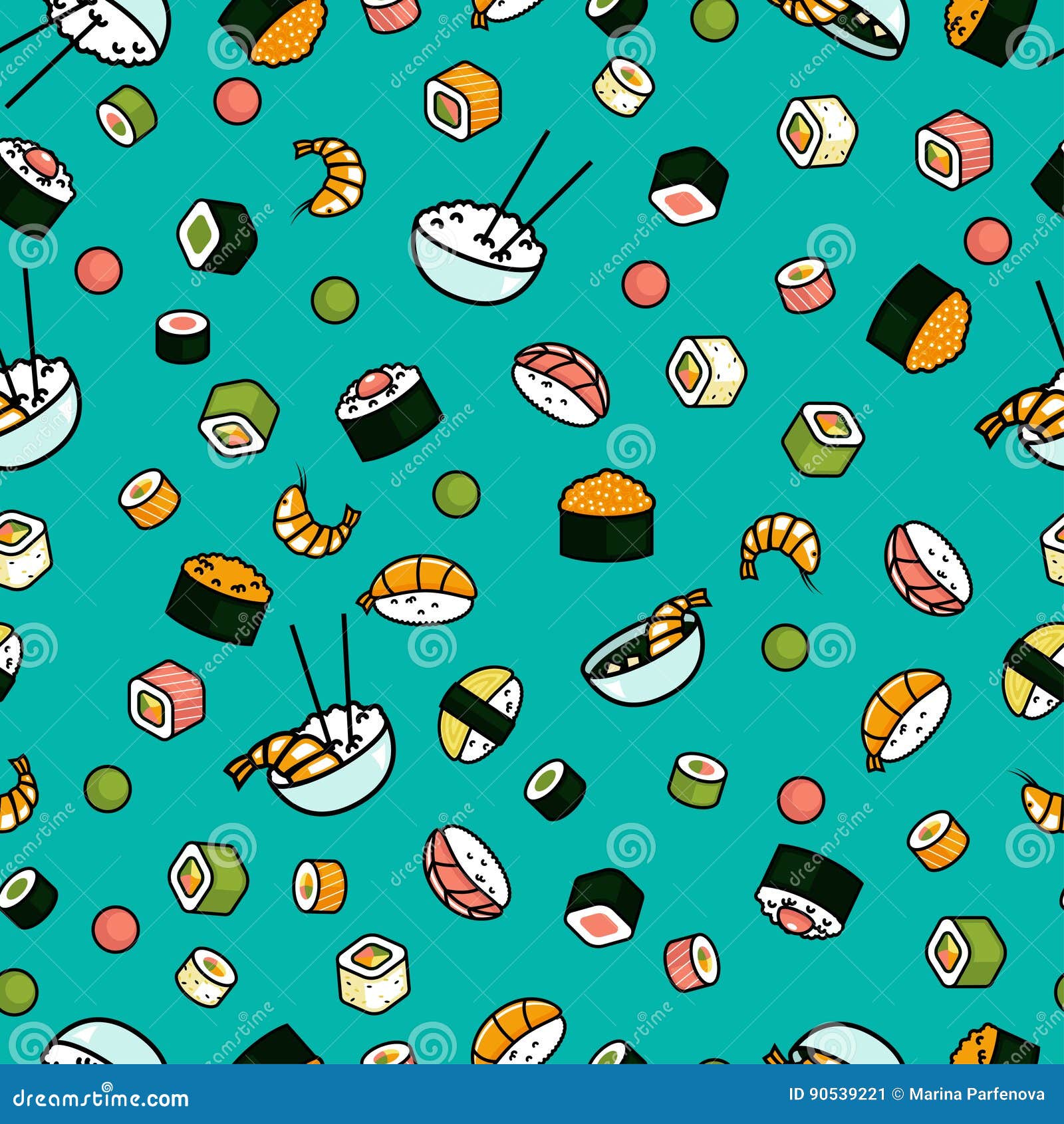 Vector Seamless Sushi Pattern Stock Vector - Illustration of asian ...