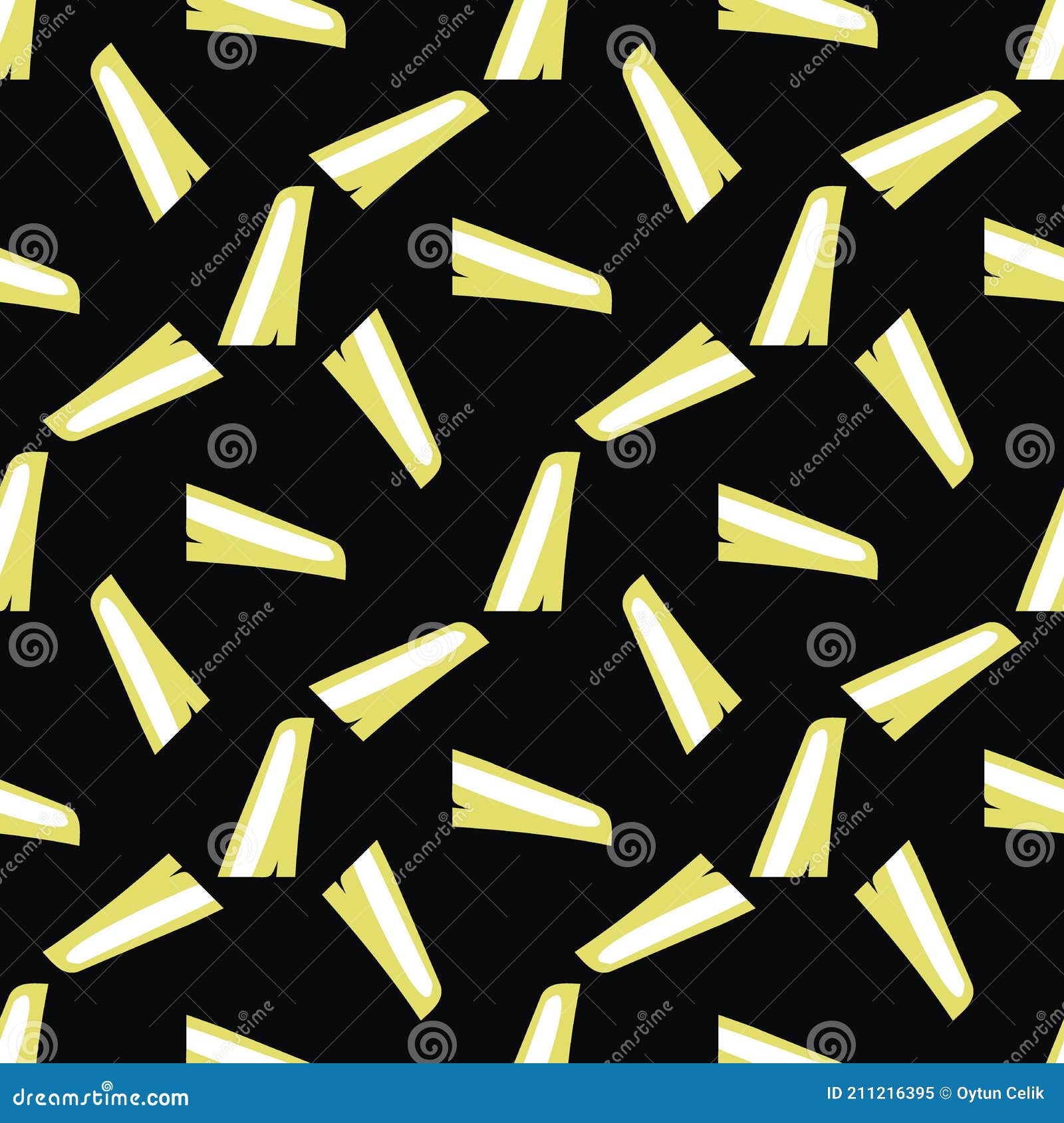 Vector Seamless Texture Background Pattern. Hand Drawn, Yellow, Black, White Colors Stock Vector