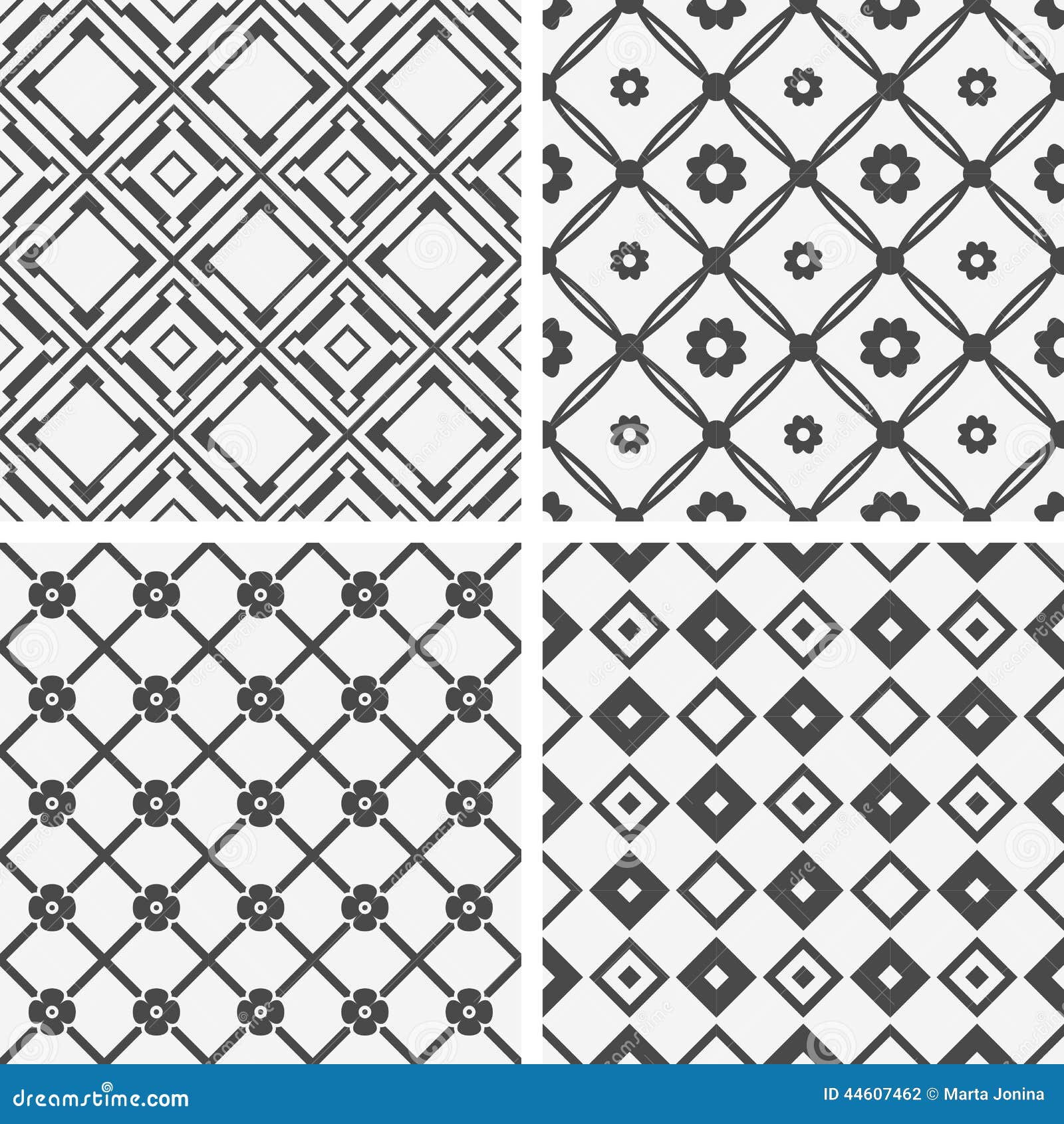 Vector Seamless Tiling Patterns Geometric Stock Illustration