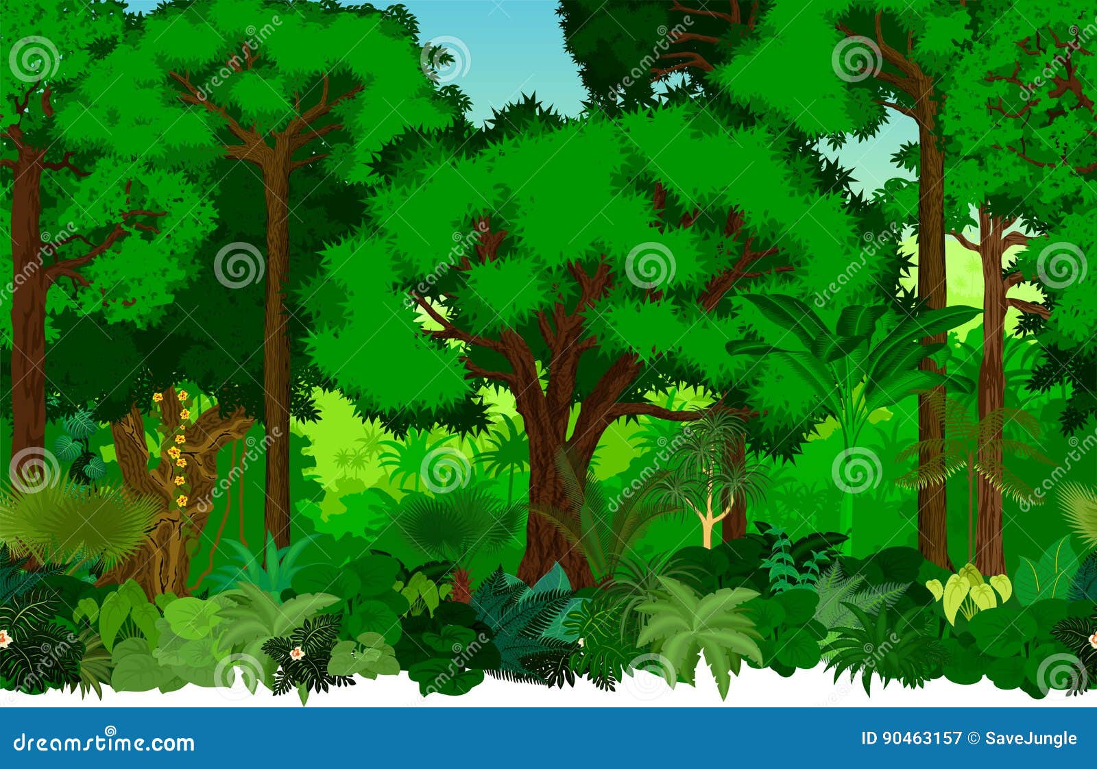  seamless tropical rainforest jungle background pattern