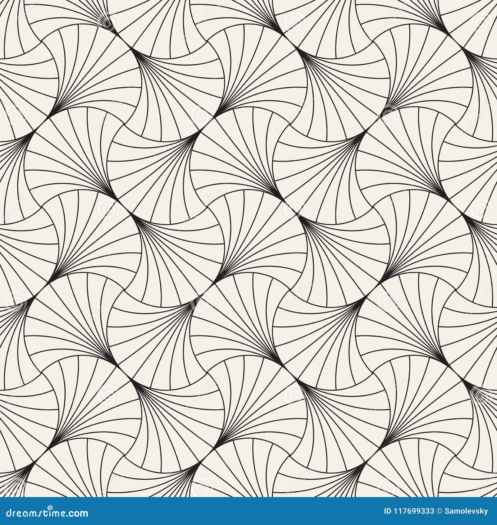 Vector Seamless Vintage Pattern of Overlapping Arcs in Art Deco Style ...
