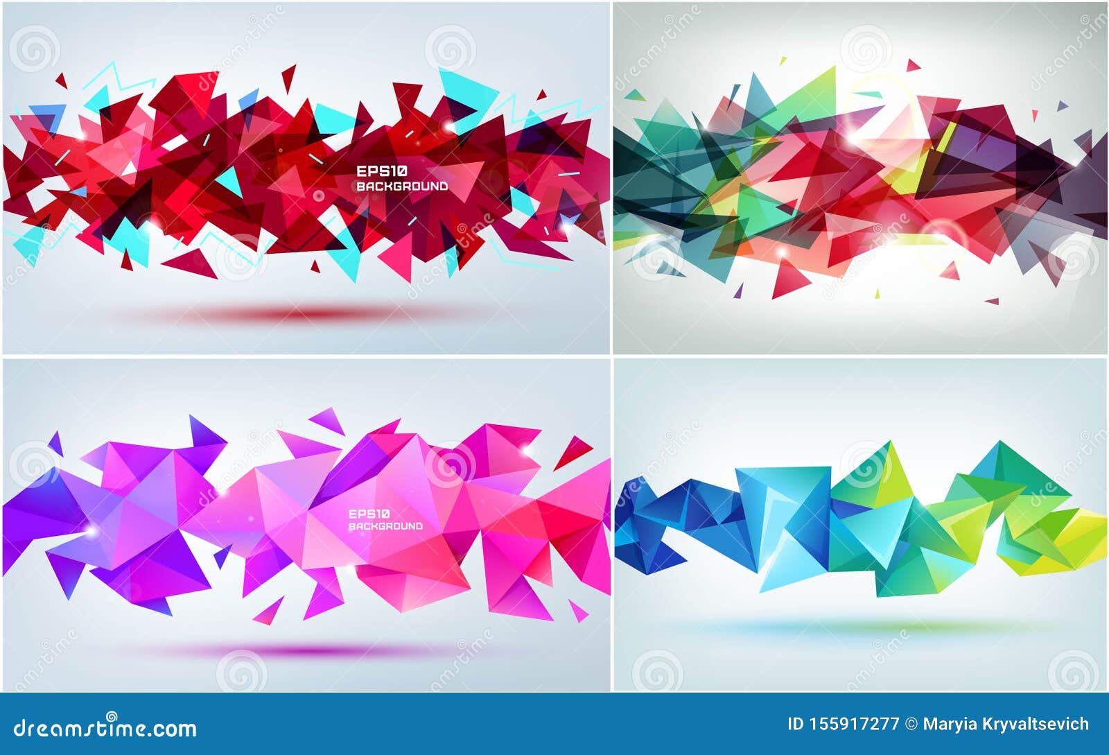Vector Set Of Abstract Geometric 3d Facet Shapes. Use For ...