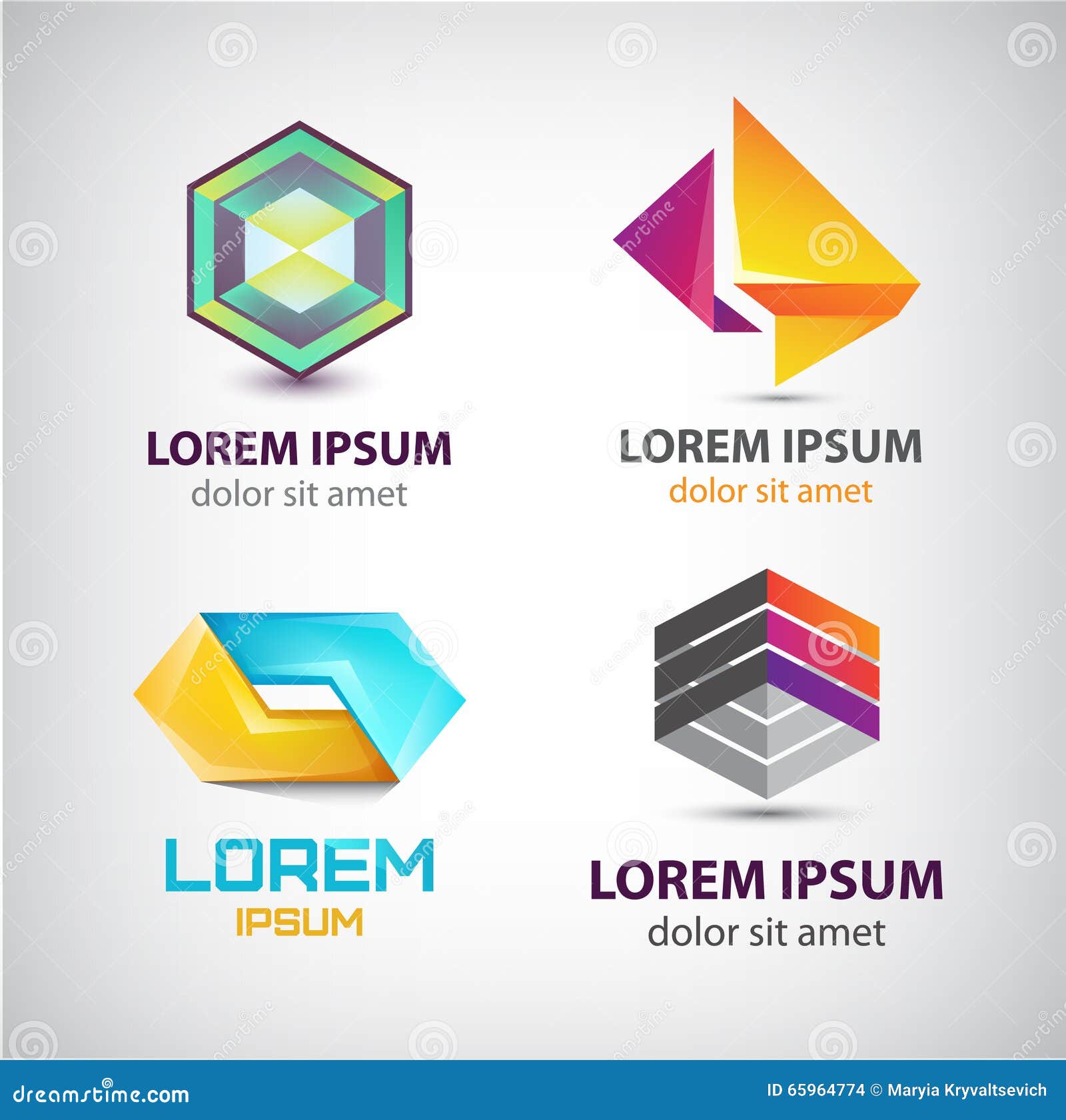 Vector Set of Abstract Shapes, Logos, Icons Isolated. Stock Vector