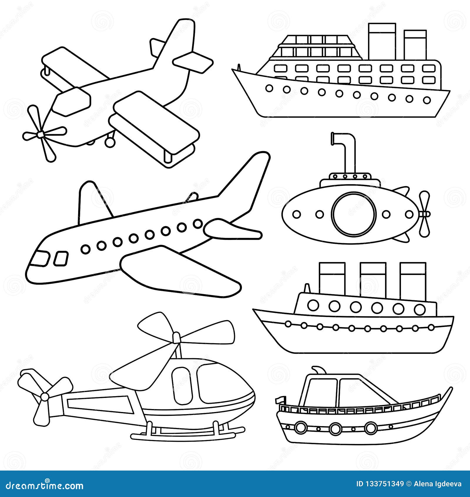 Vector Set of Air and Water Transport. Stock Vector   Illustration ...