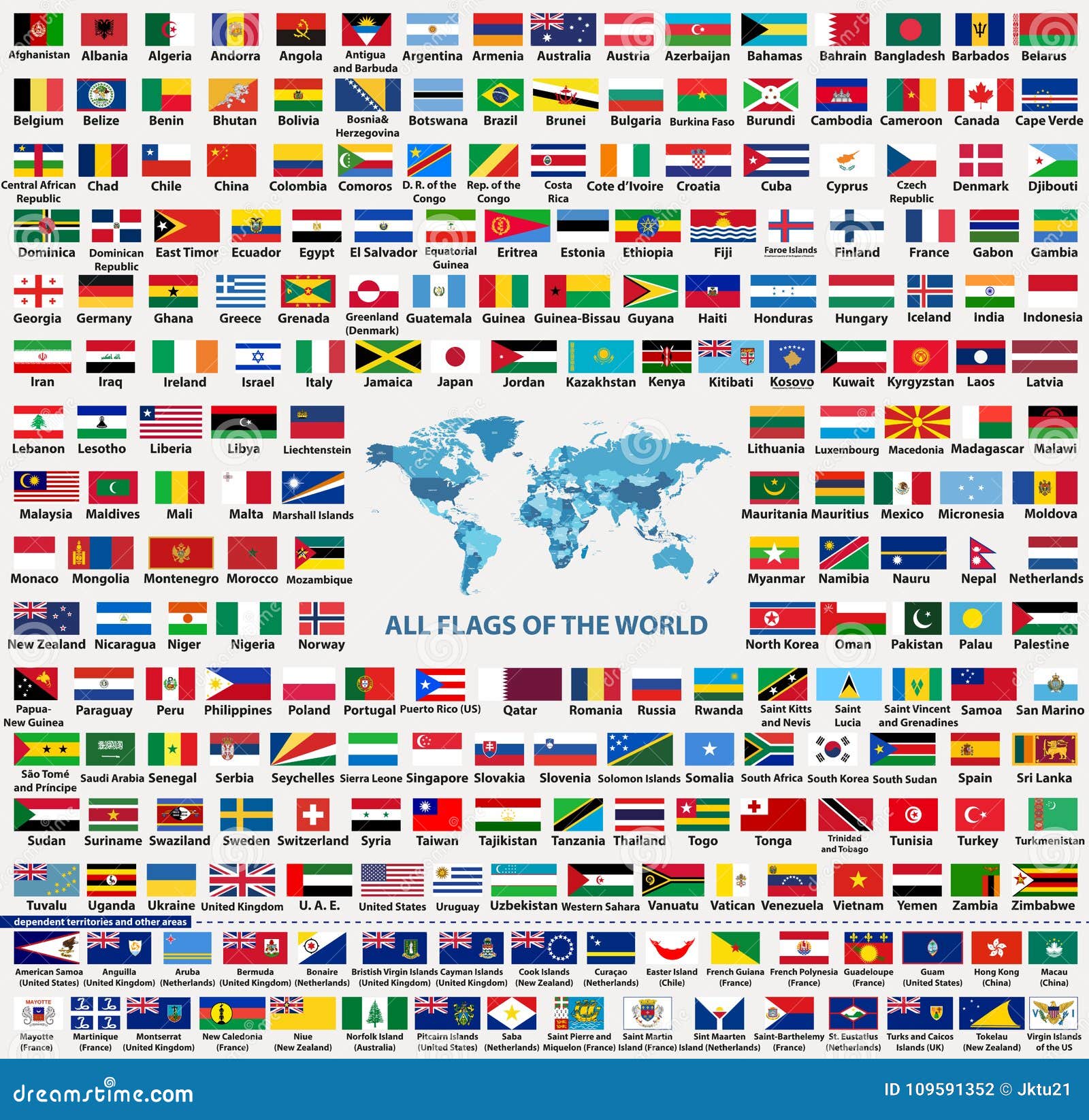 Vector Set Of All World Countries Flags Sovereign States Dependent