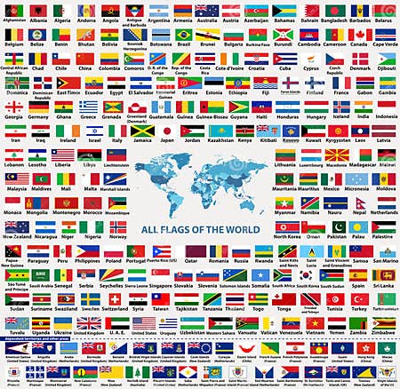 Vector Set of All World Countries Flags Sovereign States, Dependent ...