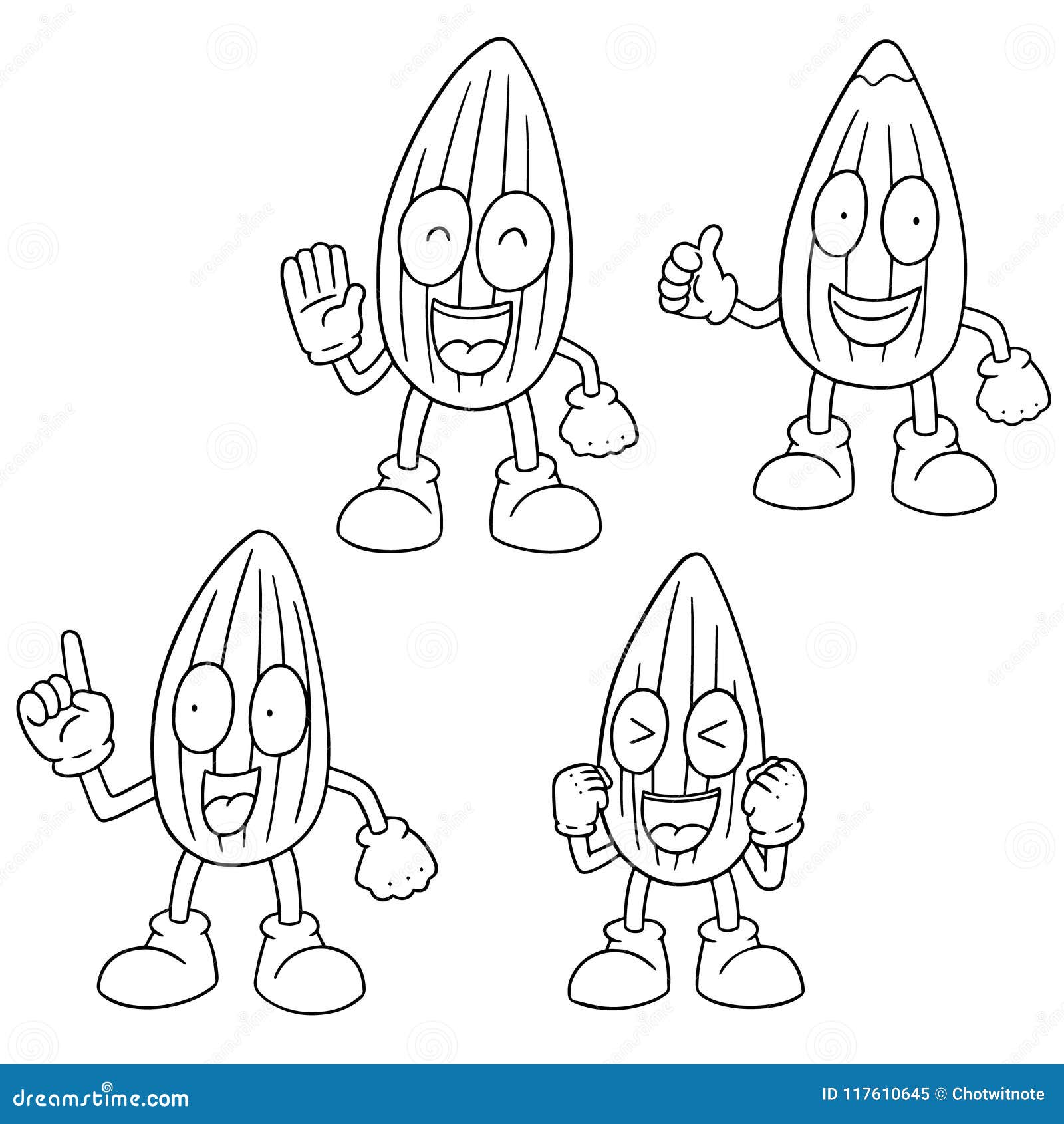 Vector Set of Almond Cartoon Stock Vector Illustration of decoration