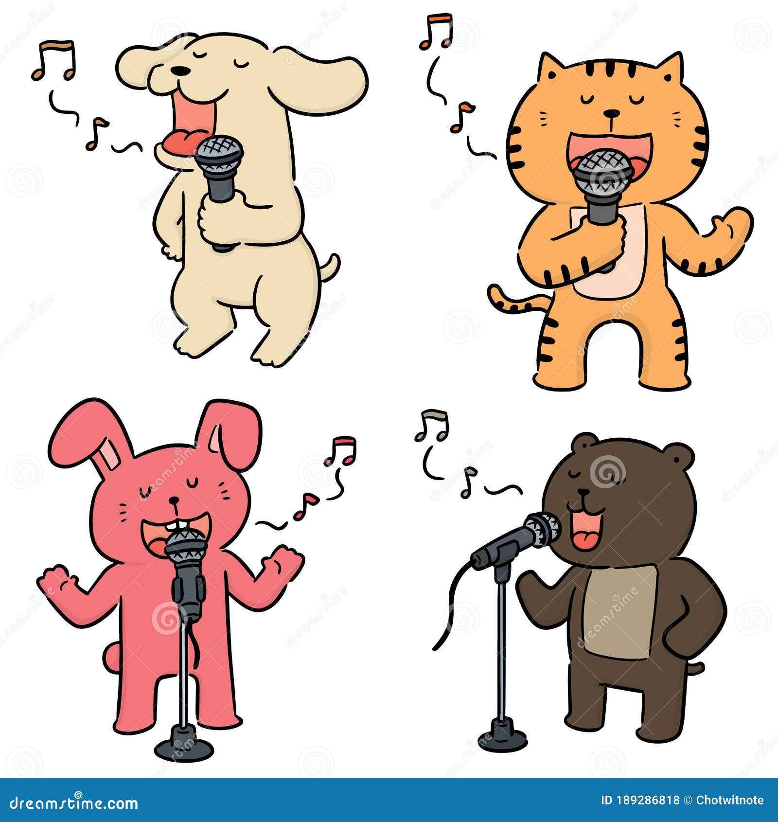 Vector Set of Animal Singing Stock Vector - Illustration of clip, draw: 189286818 Vector Set of Animal Singing Stock Vector - Illustration of clip, draw: 189286818