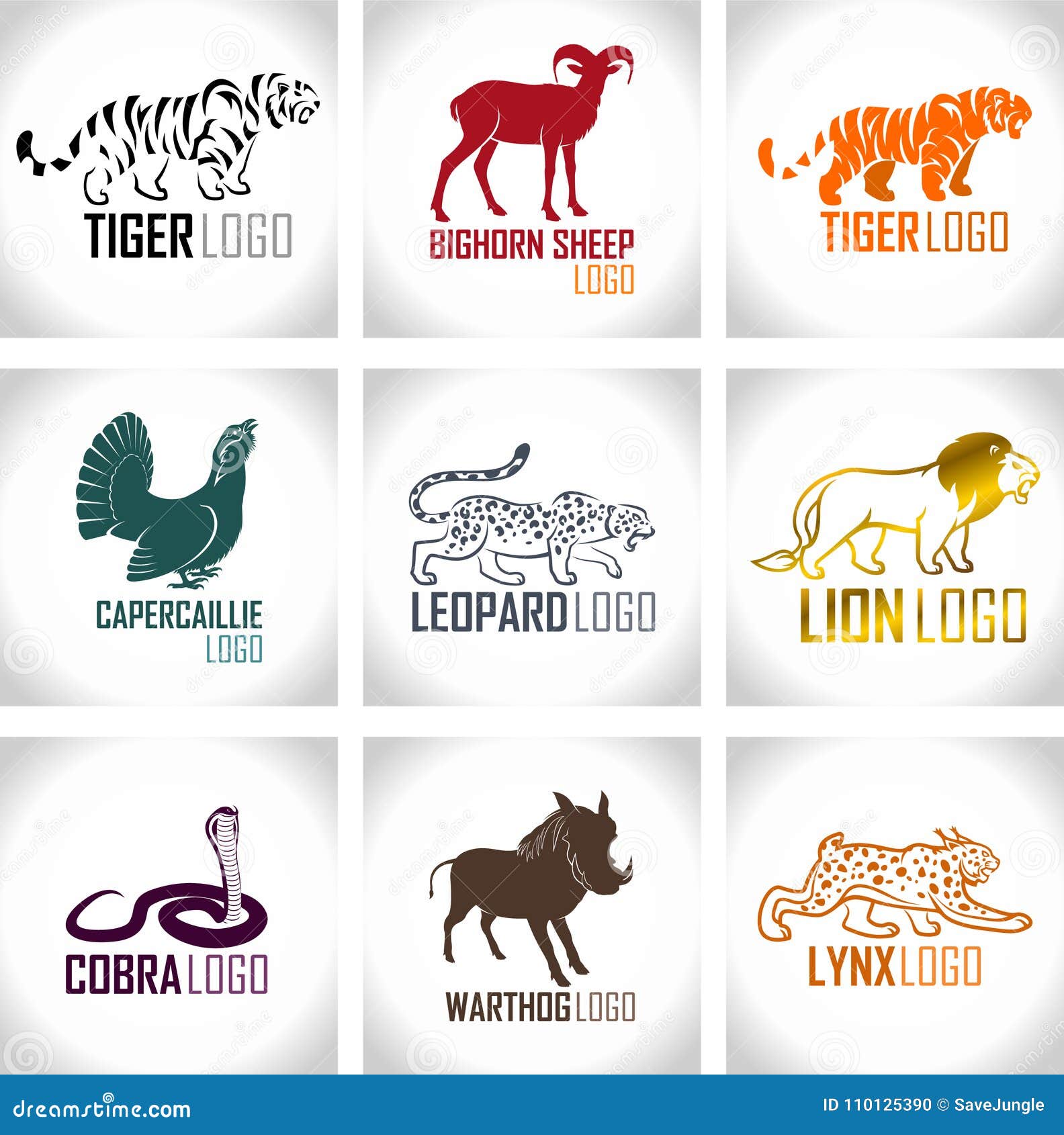  set of animals logo emblems labels