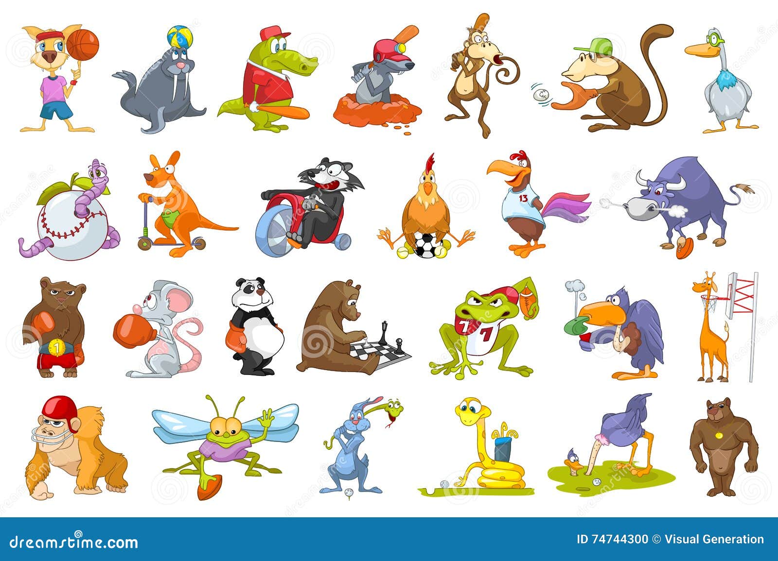 Vector Set of Animals Sport Illustrations. Stock Vector ...