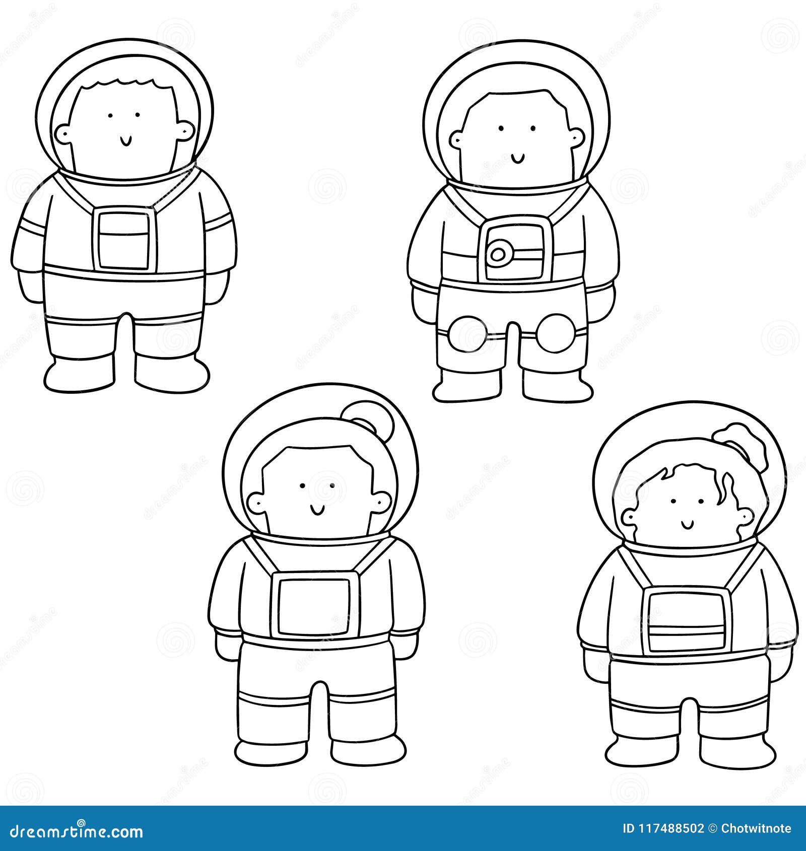 Vector set of astronaut stock vector. Illustration of float - 117488502