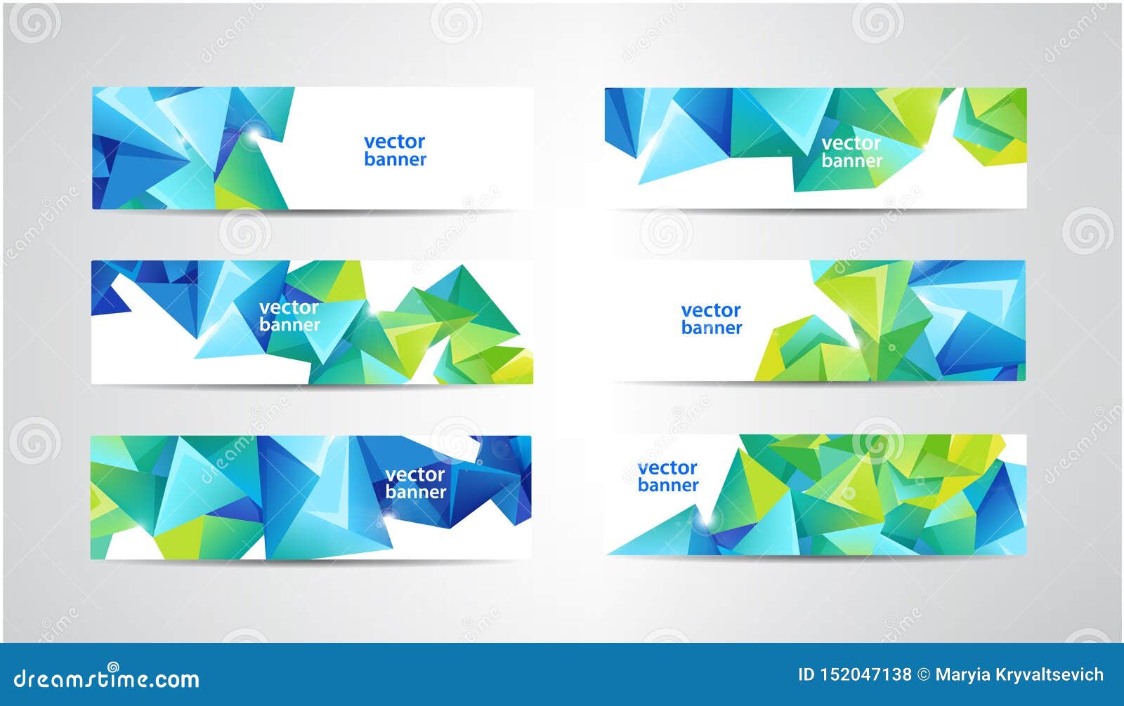  set of banners with polygonal geometric background, facet, low poly, traingles headers