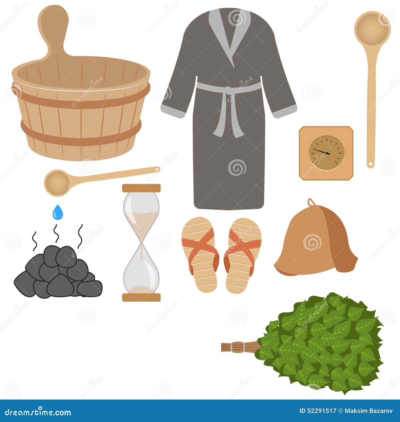 Vector Set of Bath Accessories, Sauna Accessories Stock Vector