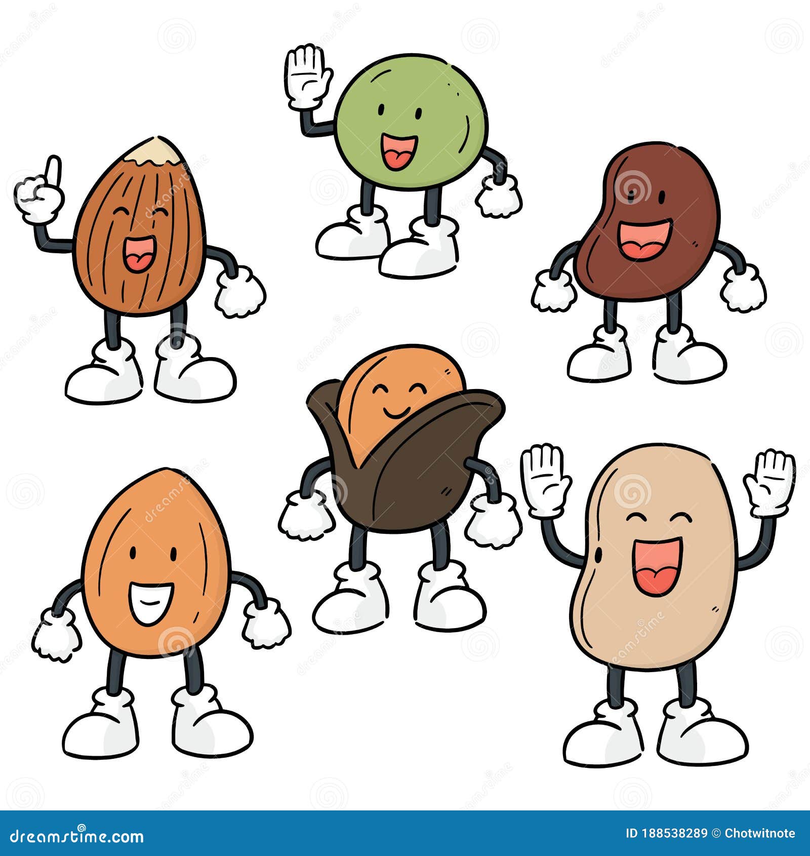 Vector Set of Beans Cartoon Stock Vector Illustration of green