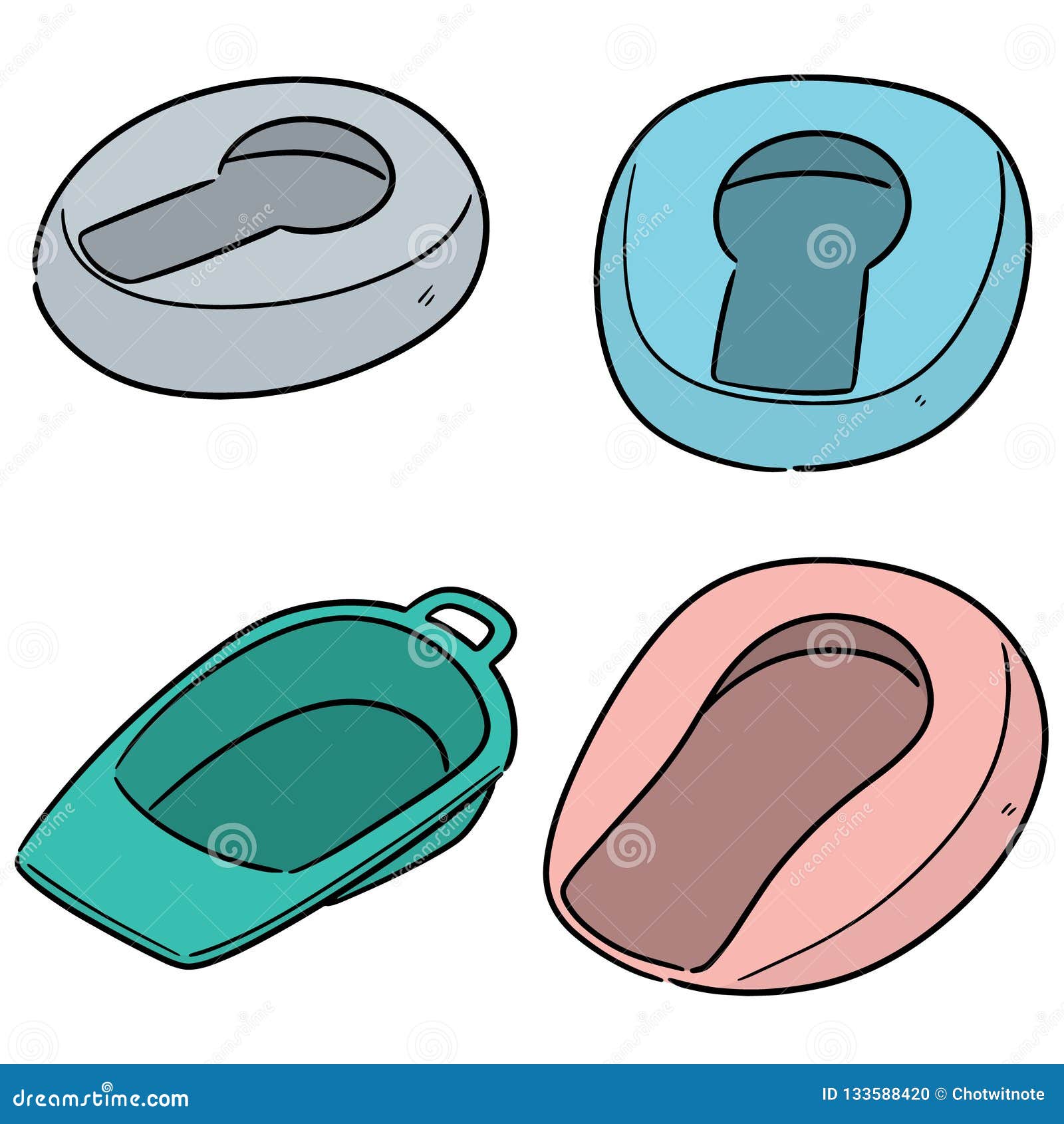 Vector set of bedpan stock vector. Illustration of collection 133588420