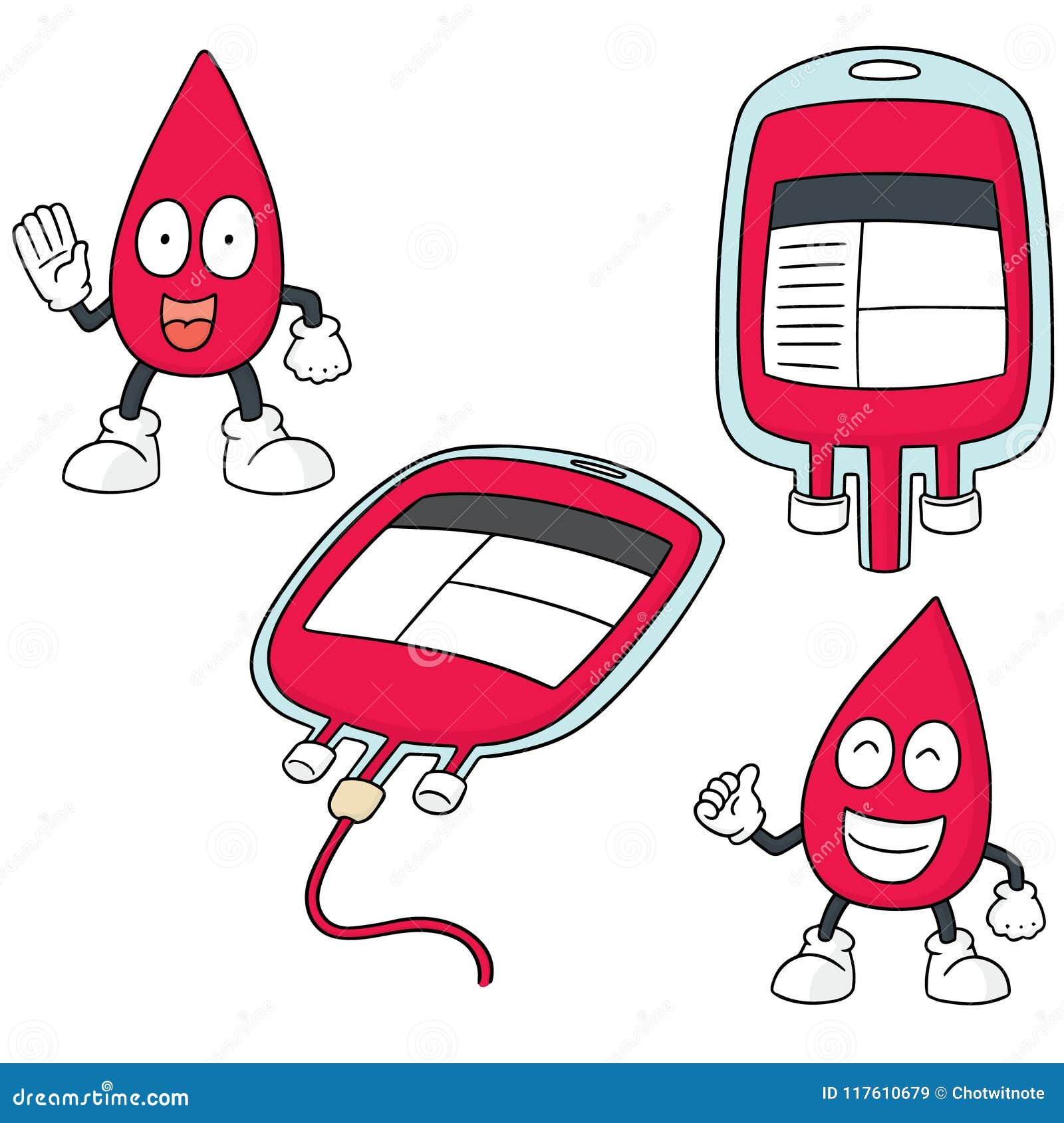 Vector set of blood bag stock vector. Illustration of charity - 117610679