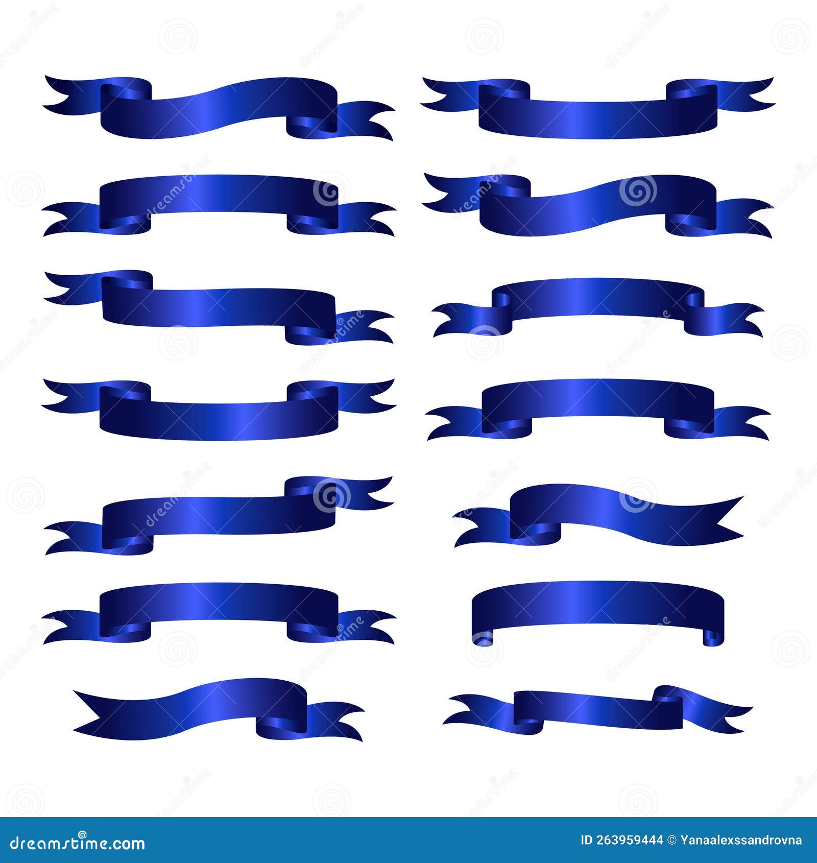 Vector Set of Blue Banner Ribbon Sales. Realistic Banner Ribbon. Vector
